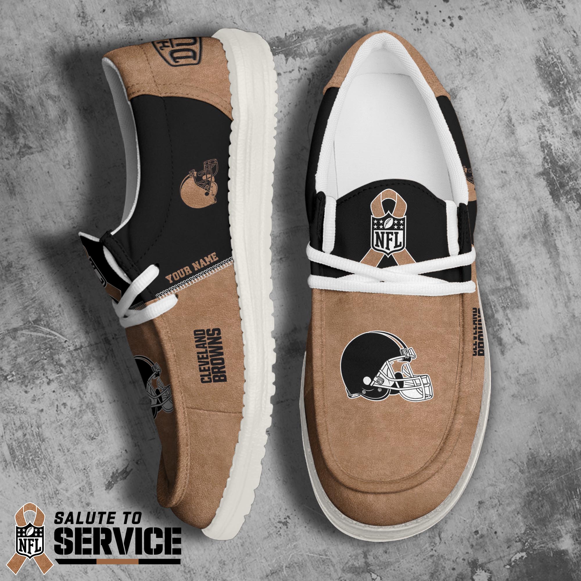 JWFancy Cleveland Browns Hey Dude Shoes Wally Men's Lace Up Loafers Comfortable For Men And Women