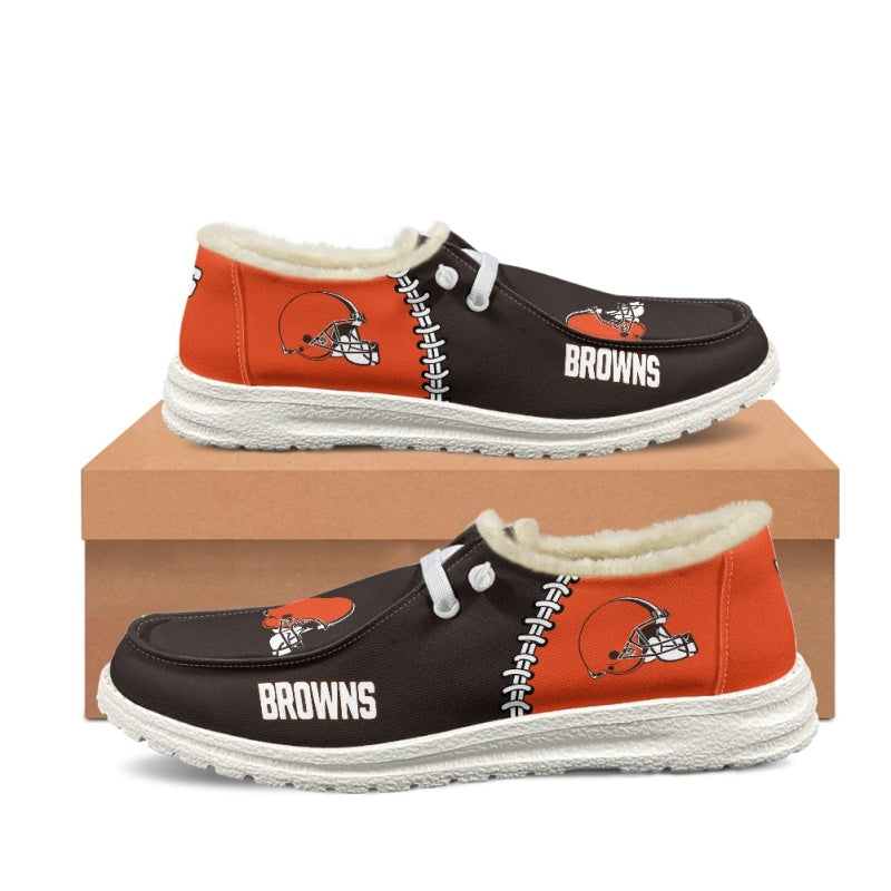 JWFancy Cleveland Browns Hey Dude Shoes Wally Men's Lace Up Loafers Comfortable For Men And Women