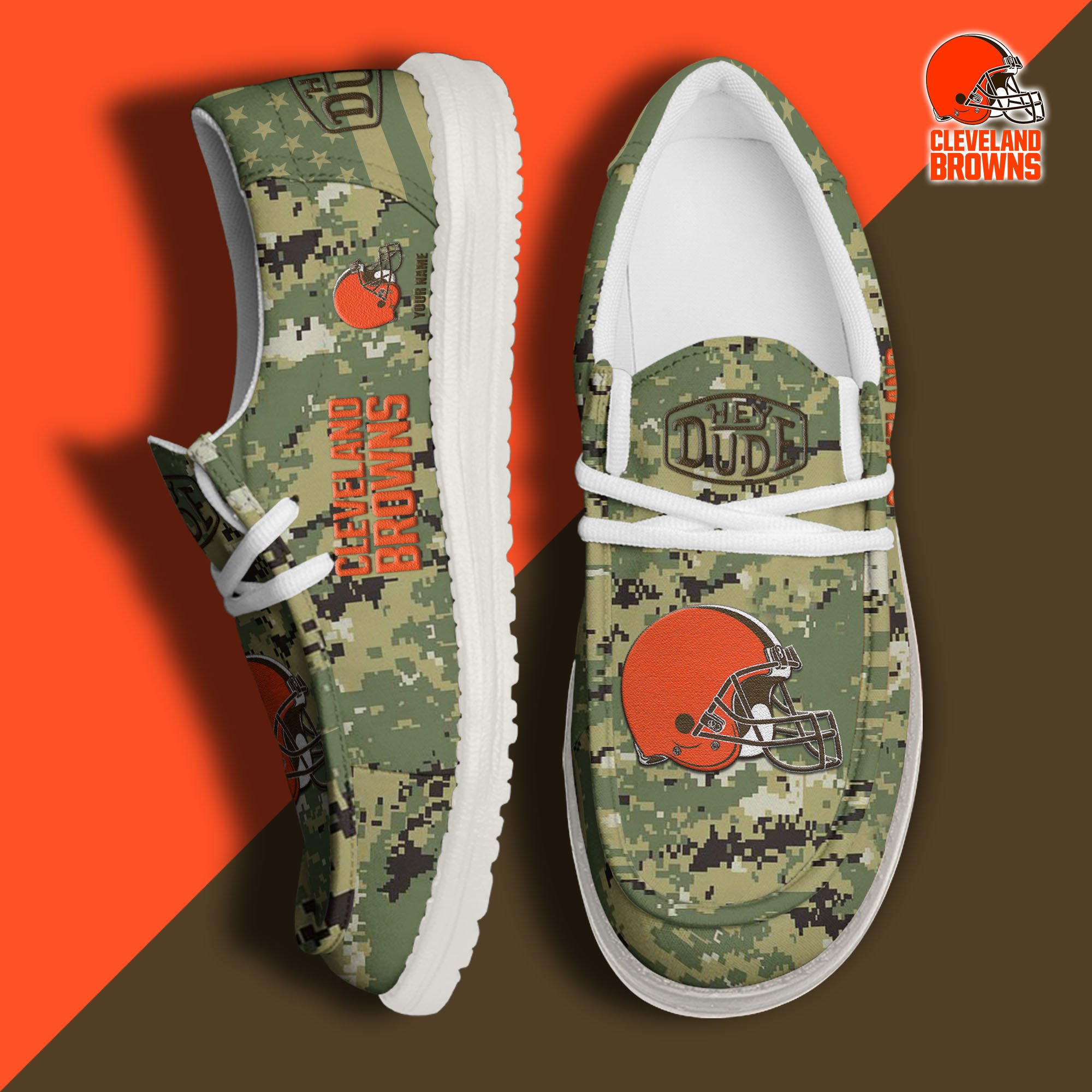 JWFancy Cleveland Browns Hey Dude Shoes Wally Men's Lace Up Loafers Comfortable For Men And Women