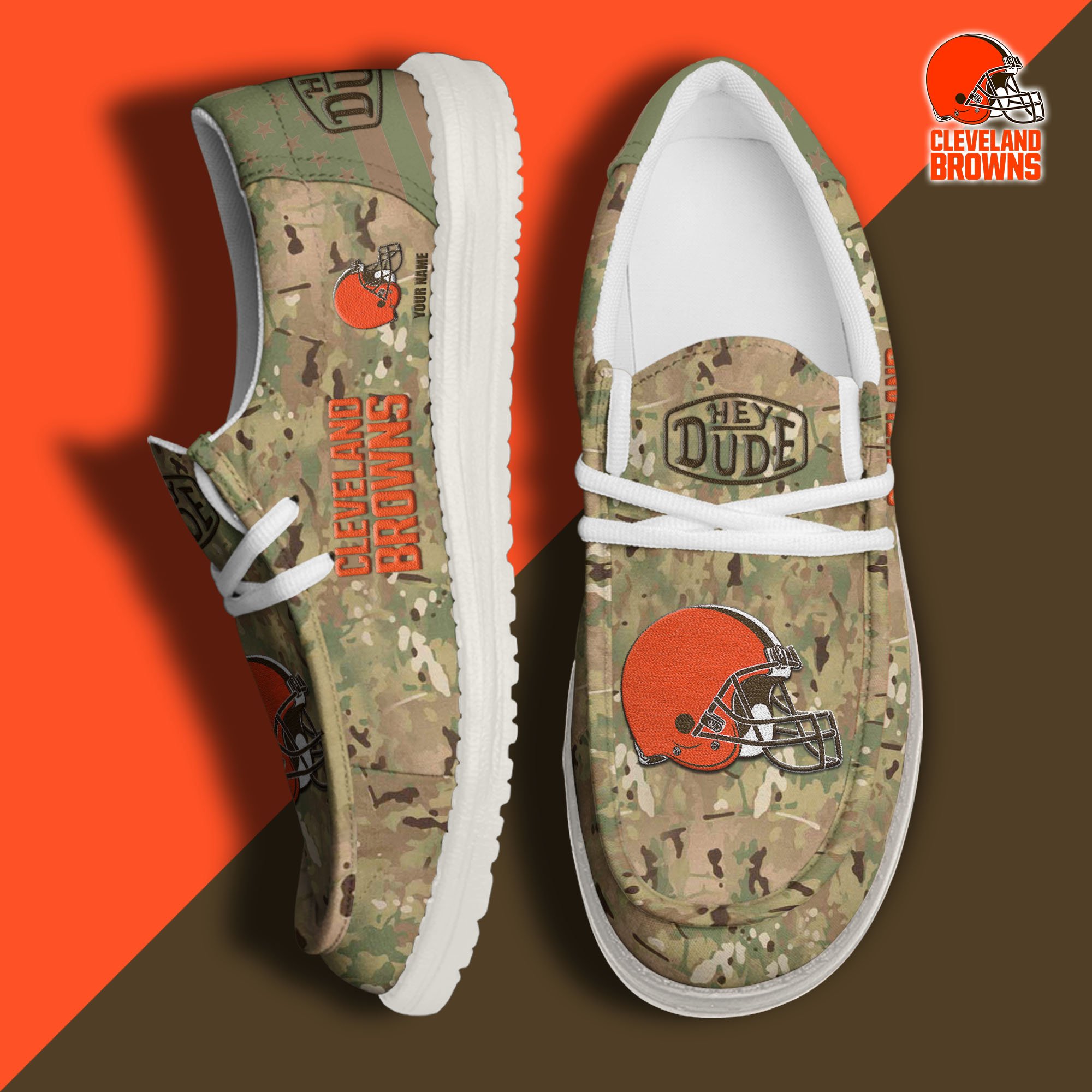 JWFancy Cleveland Browns Hey Dude Shoes Wally Men's Lace Up Loafers Comfortable For Men And Women