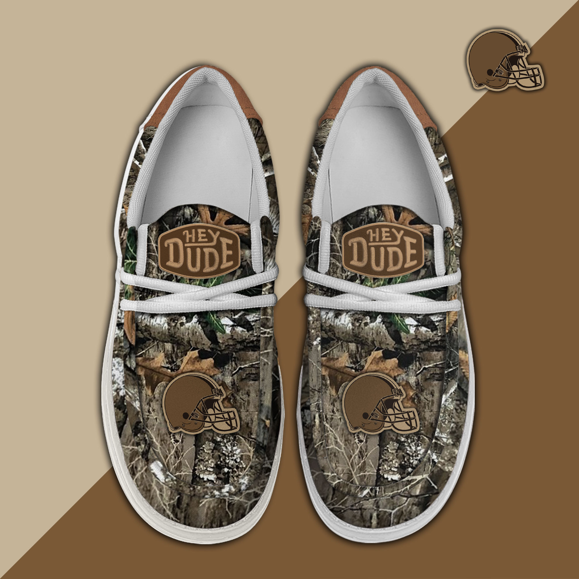 JWFancy Cleveland Browns Hey Dude Shoes Wally Men's Lace Up Loafers Comfortable For Men And Women