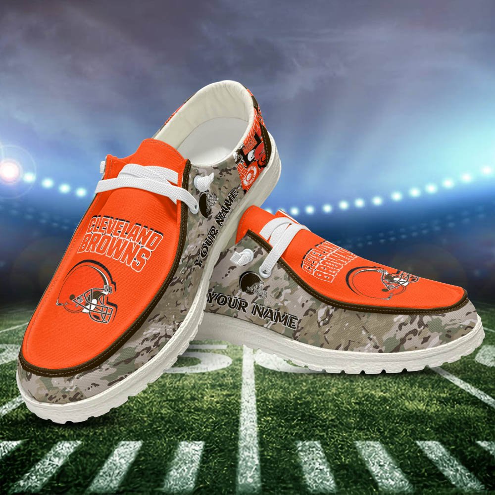 JWFancy Cleveland Browns Hey Dude Shoes Wally Men's Lace Up Loafers Comfortable For Men And Women