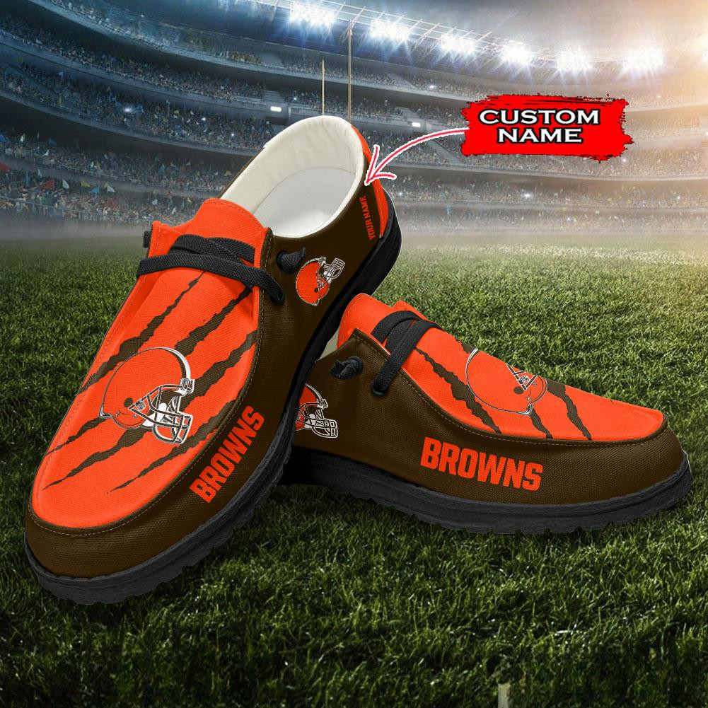 JWFancy Cleveland Browns Hey Dude Shoes Wally Men's Lace Up Loafers Comfortable For Men And Women