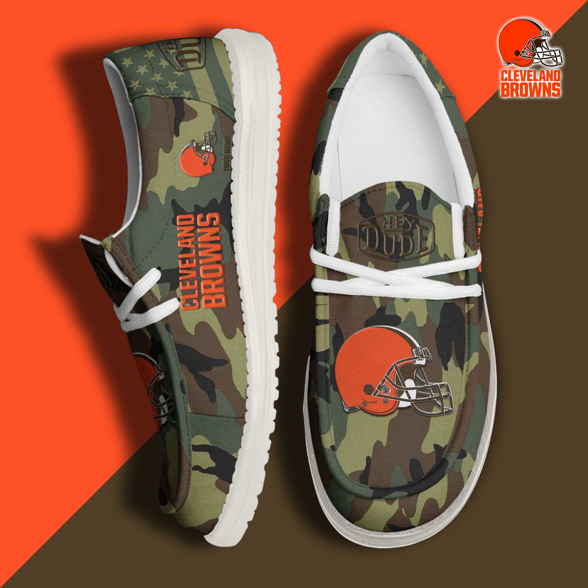 JWFancy Cleveland Browns Hey Dude Shoes Wally Men's Lace Up Loafers Comfortable For Men And Women