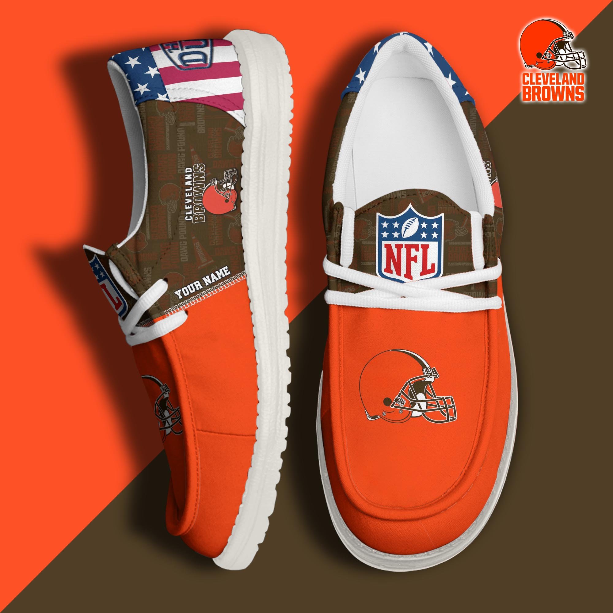 JWFancy Cleveland Browns Hey Dude Shoes Wally Men's Lace Up Loafers Comfortable For Men And Women