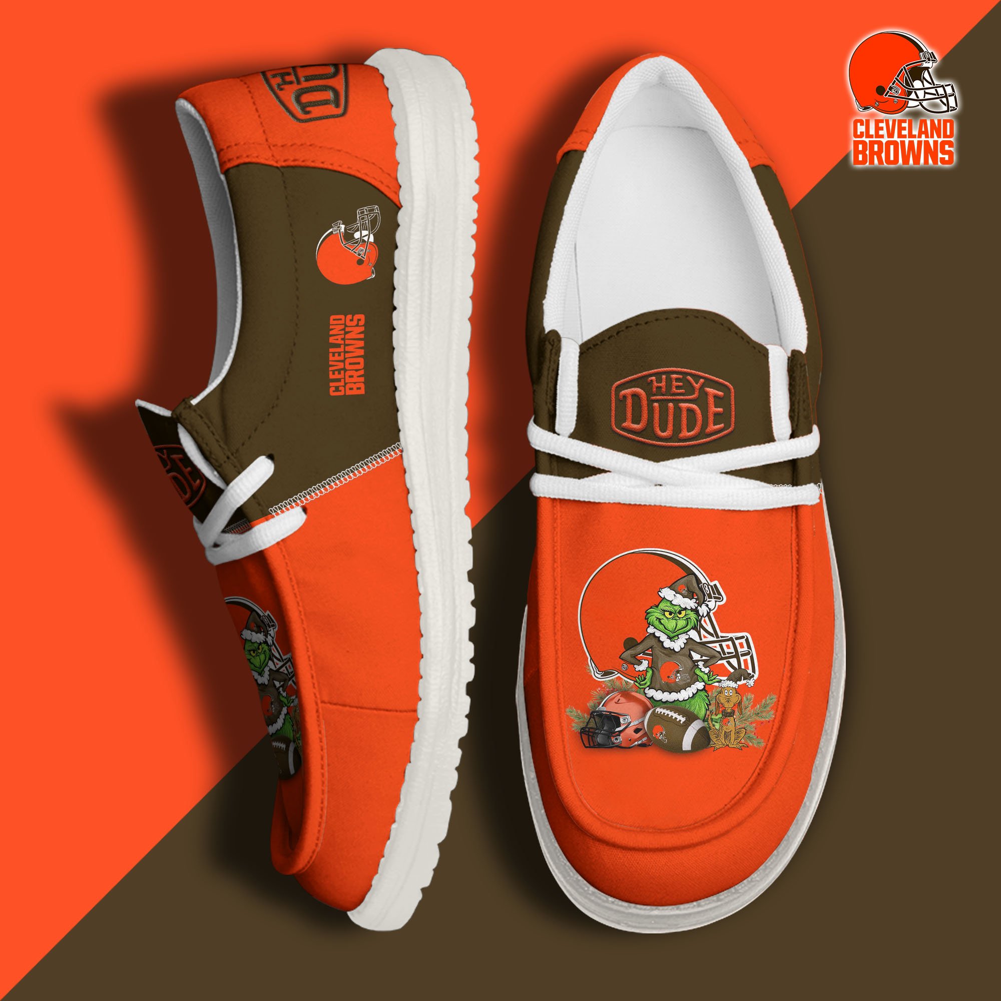 JWFancy Cleveland Browns Hey Dude Shoes Wally Men's Lace Up Loafers Comfortable For Men And Women