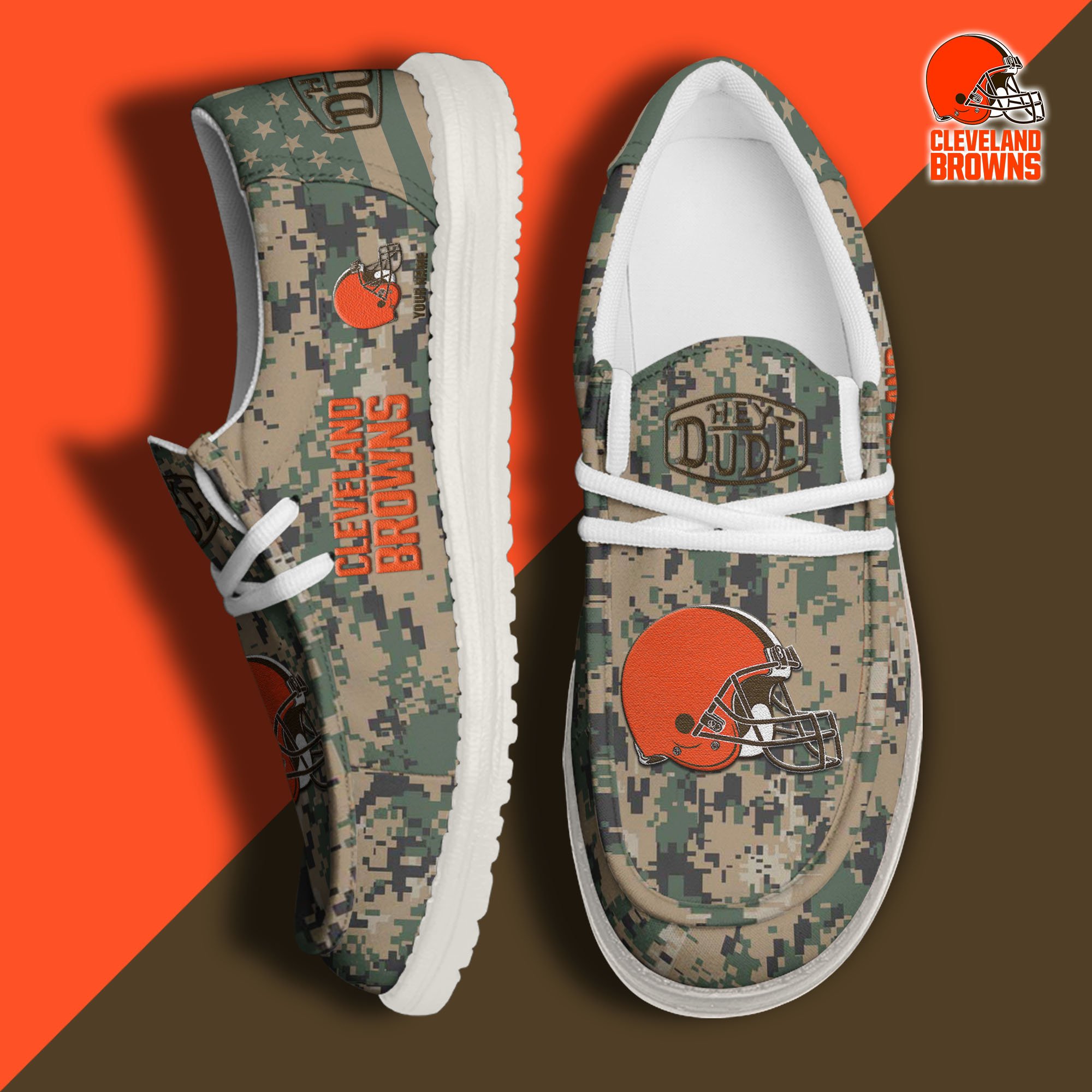 JWFancy Cleveland Browns Hey Dude Shoes Wally Men's Lace Up Loafers Comfortable For Men And Women