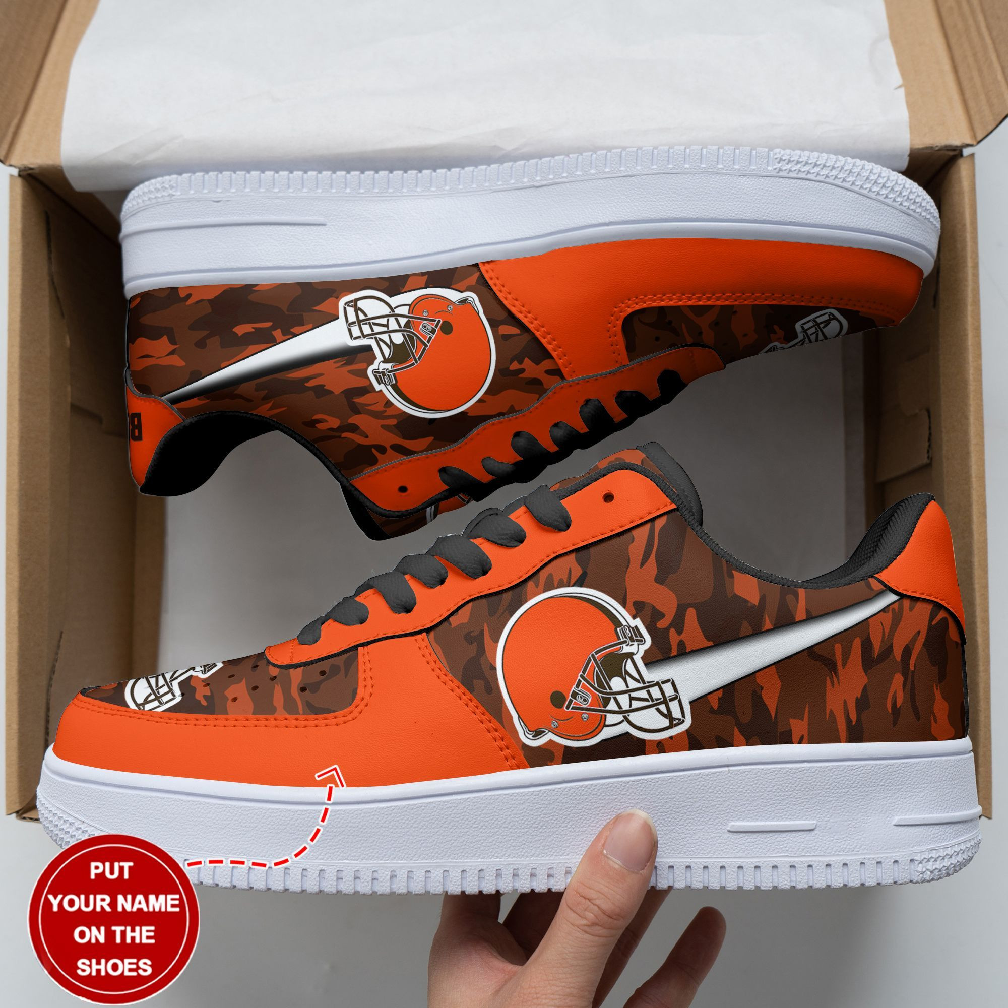 JWFancy Cleveland Browns NFL Air Low-Top Sneakers Shoes For Men And Women