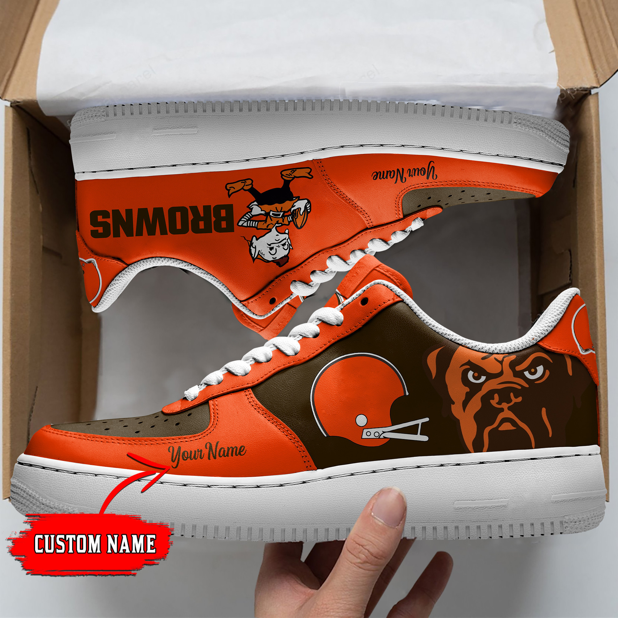 JWFancy Cleveland Browns NFL Air Low-Top Sneakers Shoes For Men And Women