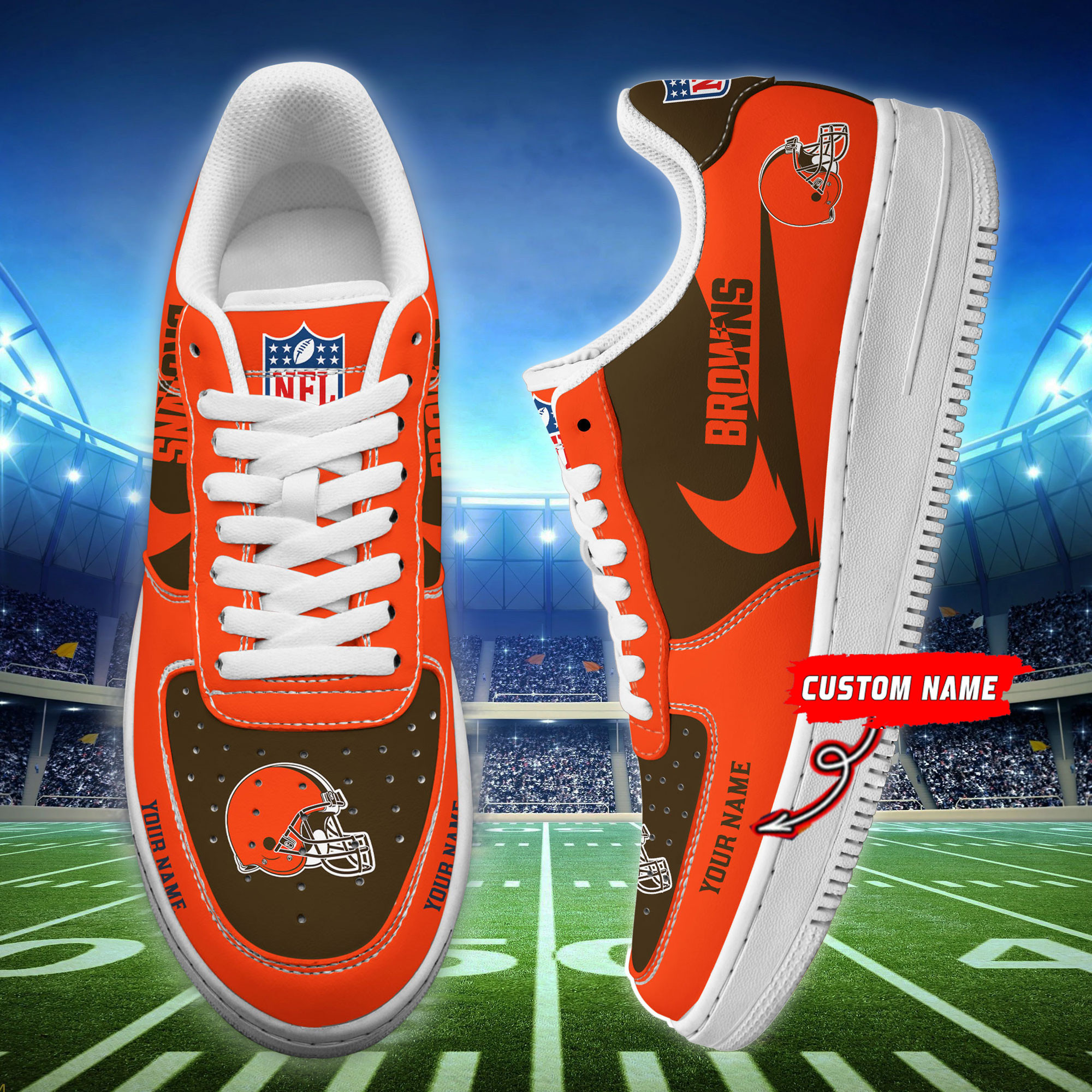 JWFancy Cleveland Browns NFL Air Low-Top Sneakers Shoes For Men And Women