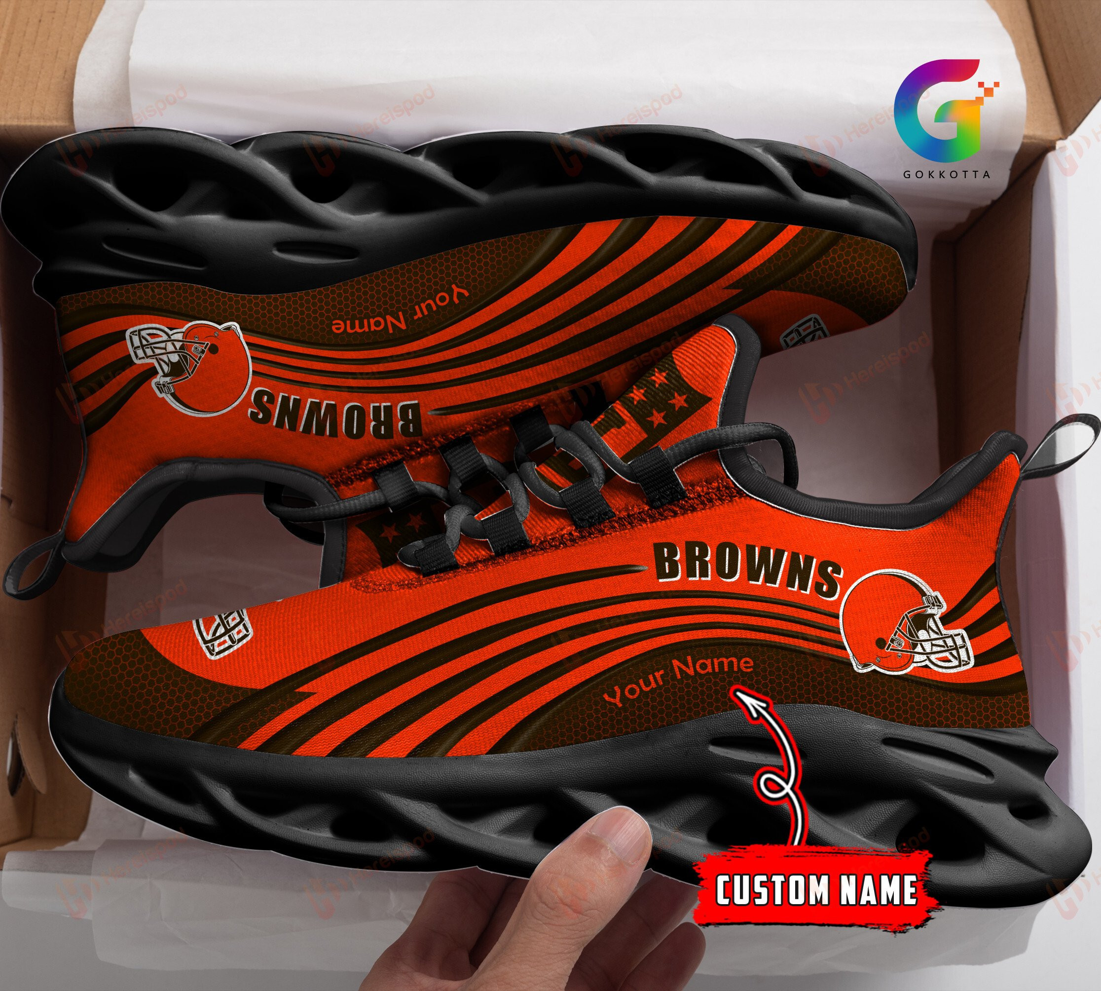 JWFancy Cleveland Browns NFL Max Soul Shoes Sneakers For Men And Women