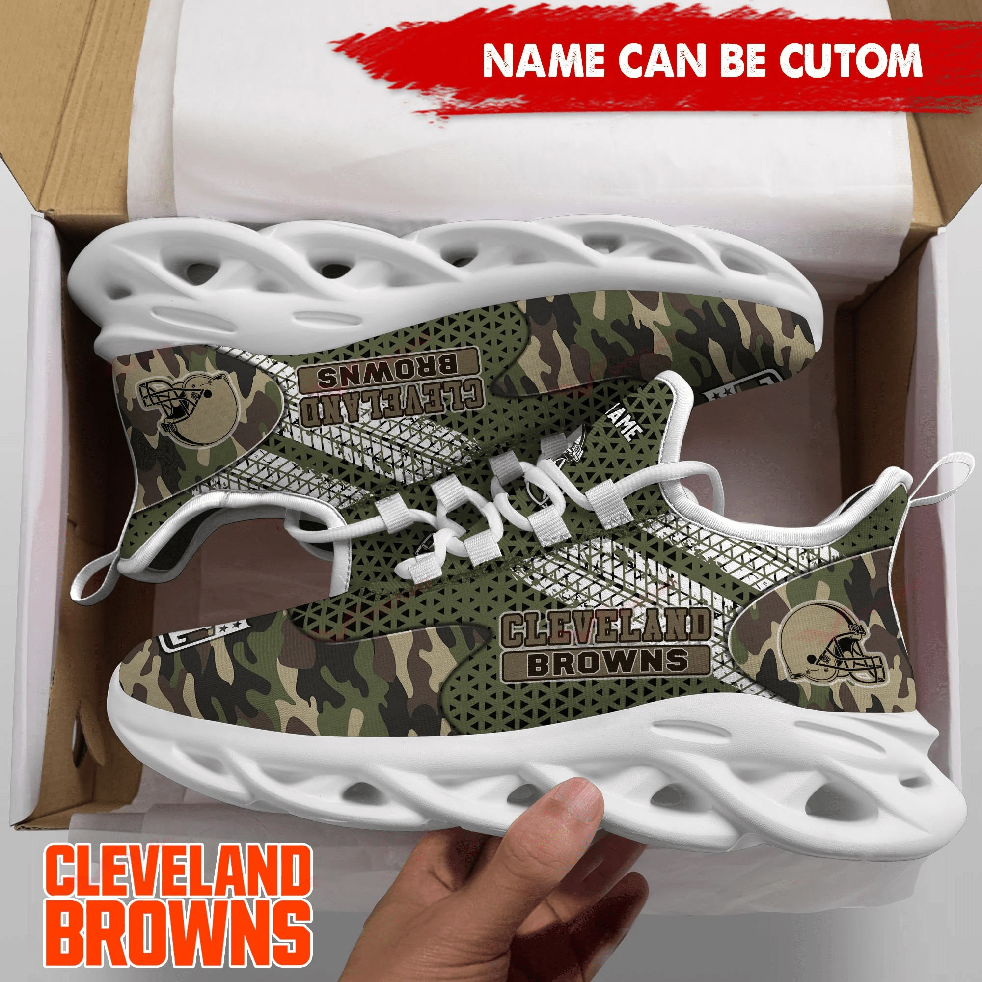 JWFancy Cleveland Browns NFL Max Soul Shoes Sneakers For Men And Women