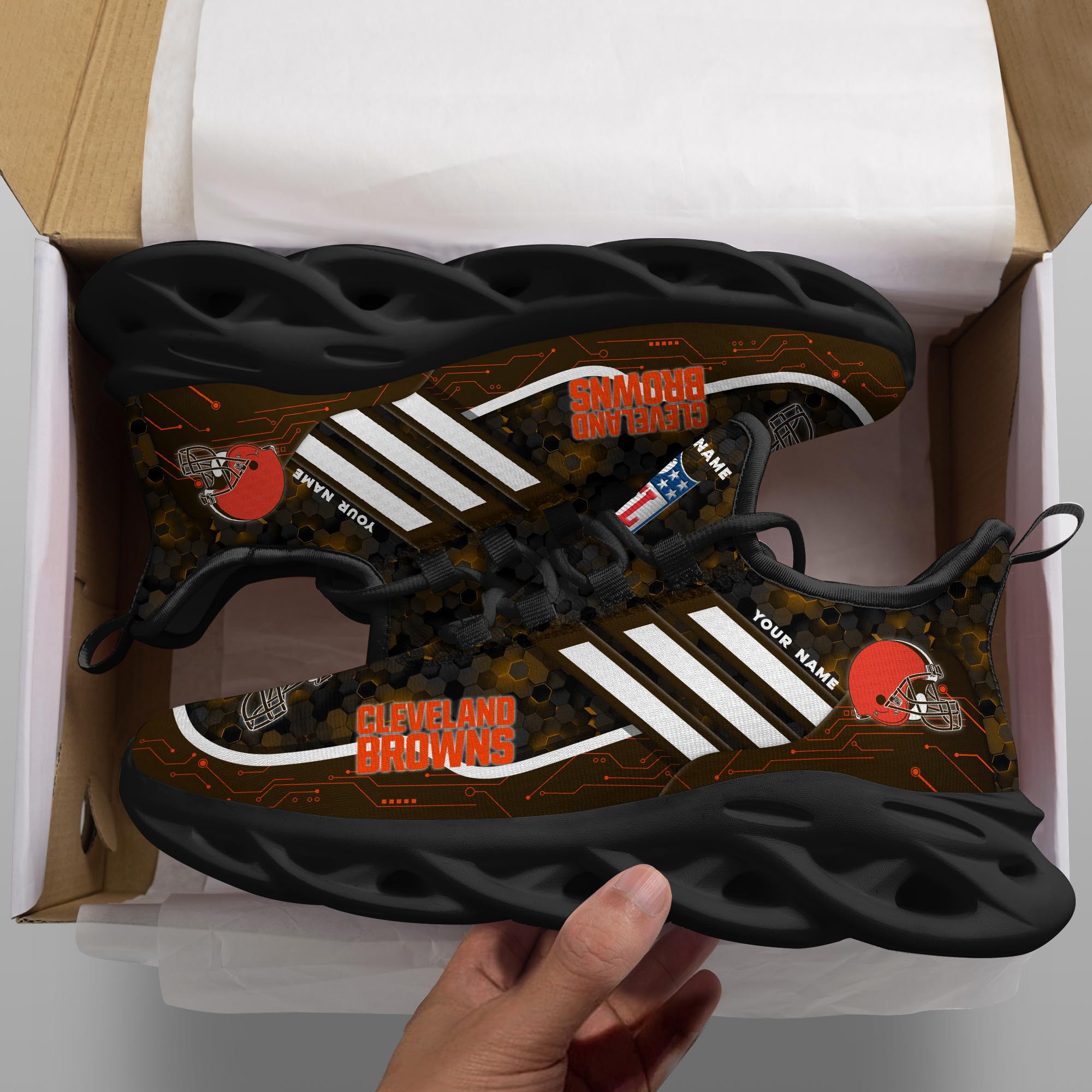 JWFancy Cleveland Browns NFL Max Soul Shoes Sneakers For Men And Women