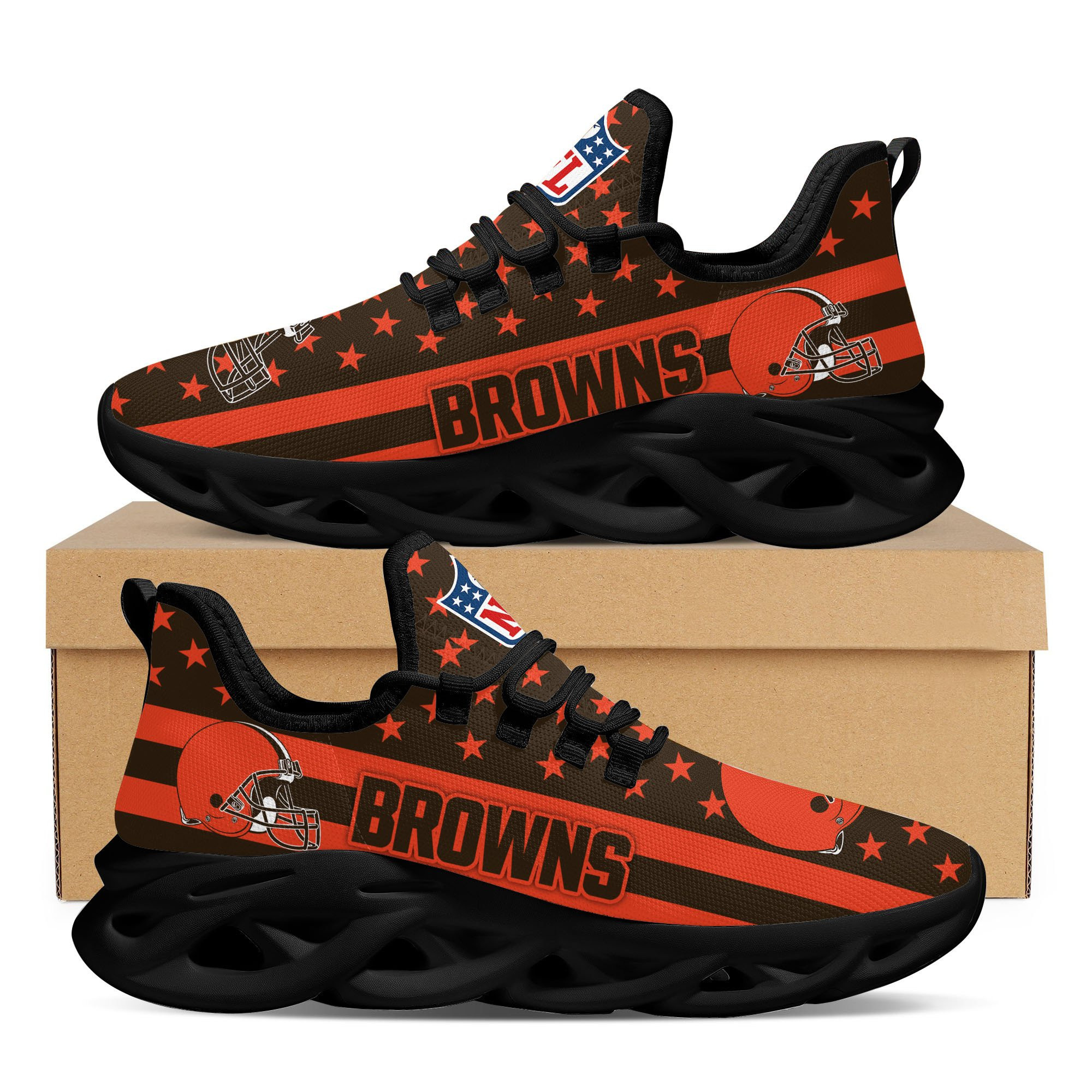 JWFancy Cleveland Browns NFL Max Soul Shoes Sneakers For Men And Women