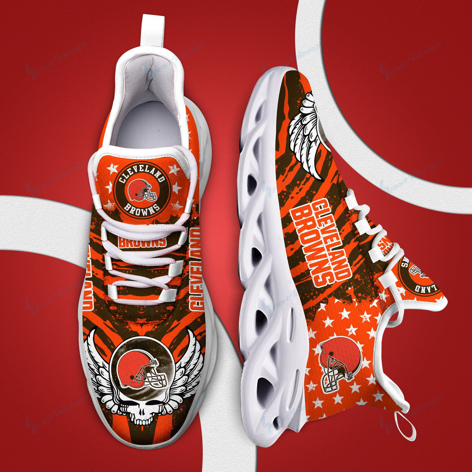 JWFancy Cleveland Browns NFL Max Soul Shoes Sneakers For Men And Women