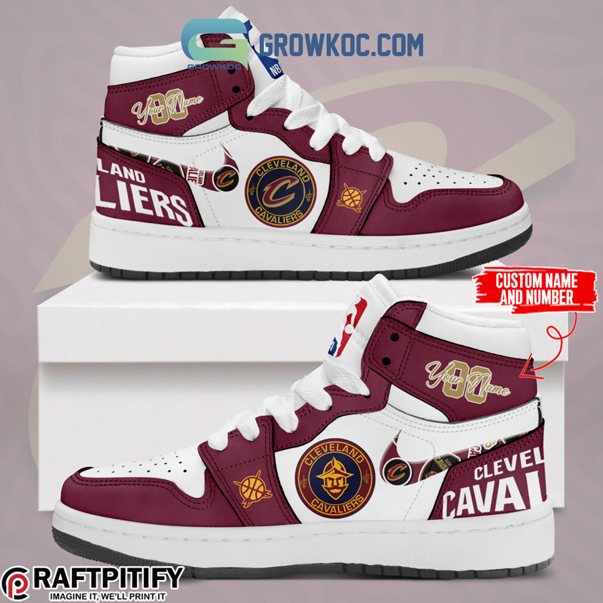 JWFancy Cleveland Cavaliers AJ1 High Sneakers Shoes For Men And Women