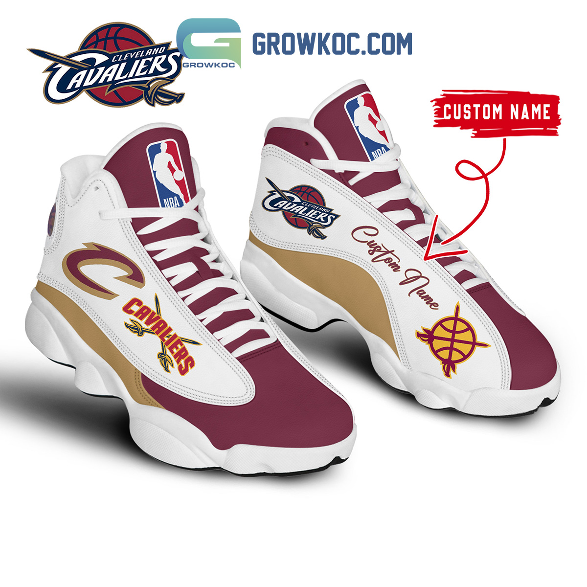 JWFancy Cleveland Cavaliers AJ13 Sneakers Shoes For Men And Women