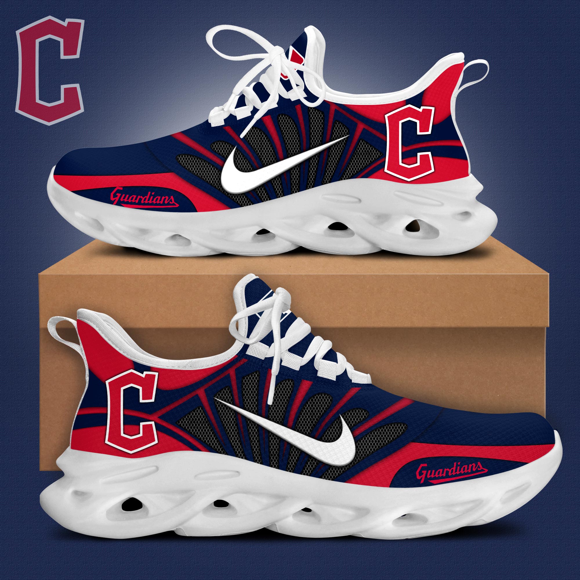 JWFancy Cleveland Guardians Max Soul Shoes Sneakers For Men And Women