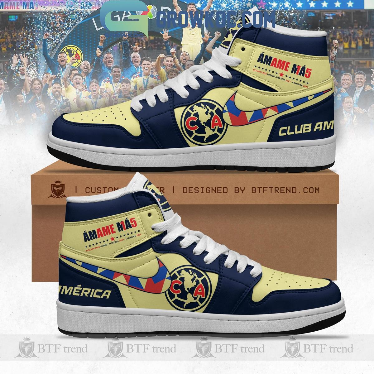 JWFancy Club America Bicampeones Amame AJ1 High Sneakers Shoes For Men And Women