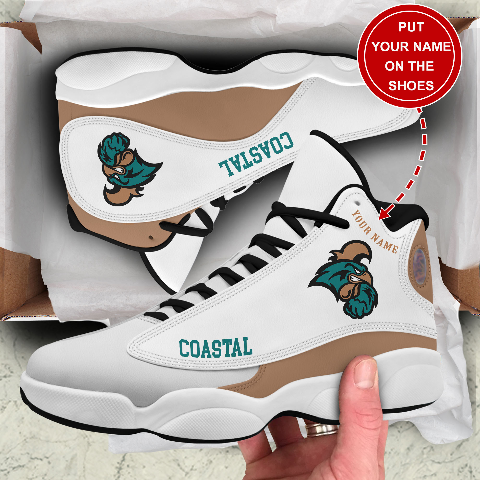 JWFancy Coastal Carolina Chanticleers AJ13 Sneakers Shoes For Men And Women