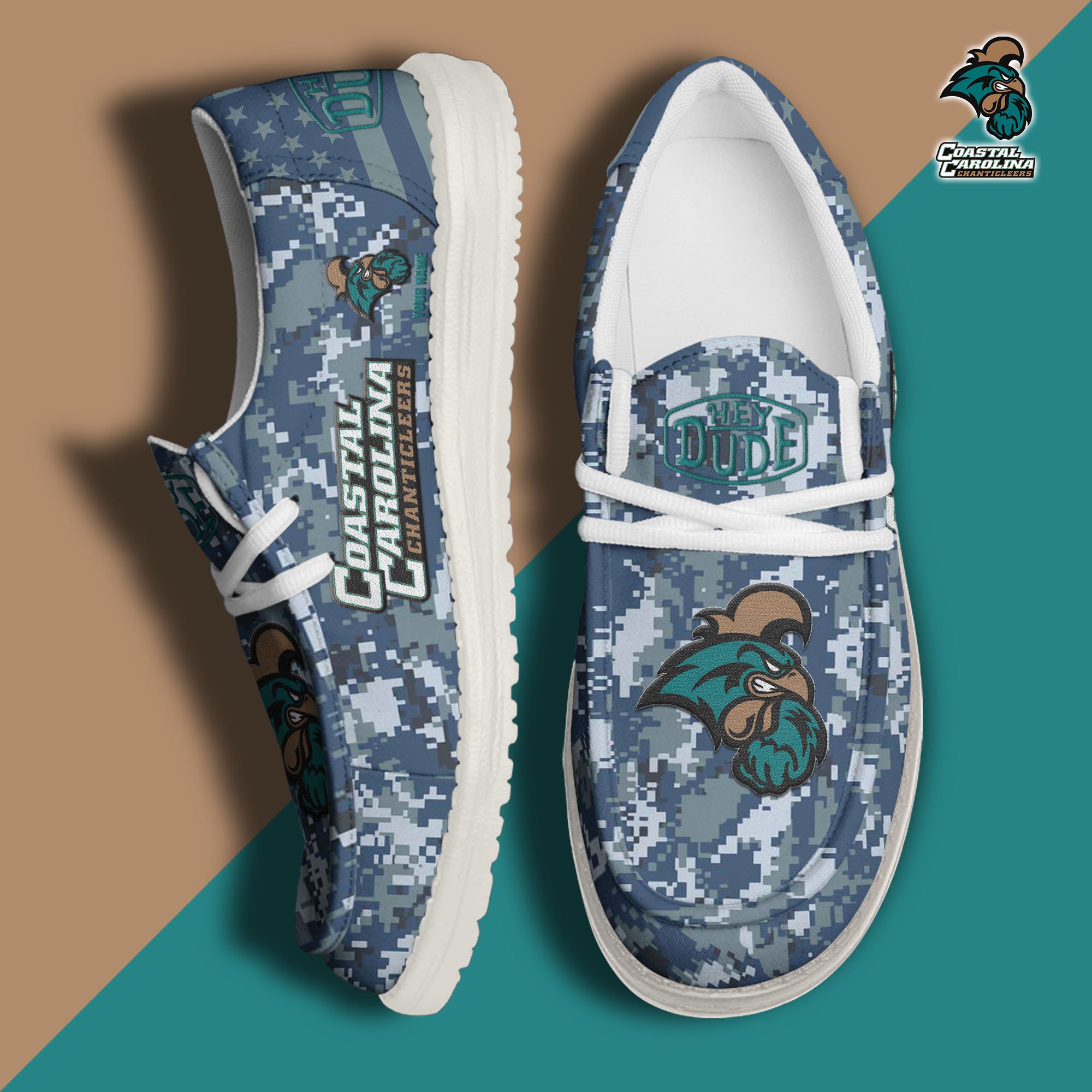 JWFancy Coastal Carolina Chanticleers Hey Dude Shoes Wally Men's Lace Up Loafers Comfortable For Men And Women