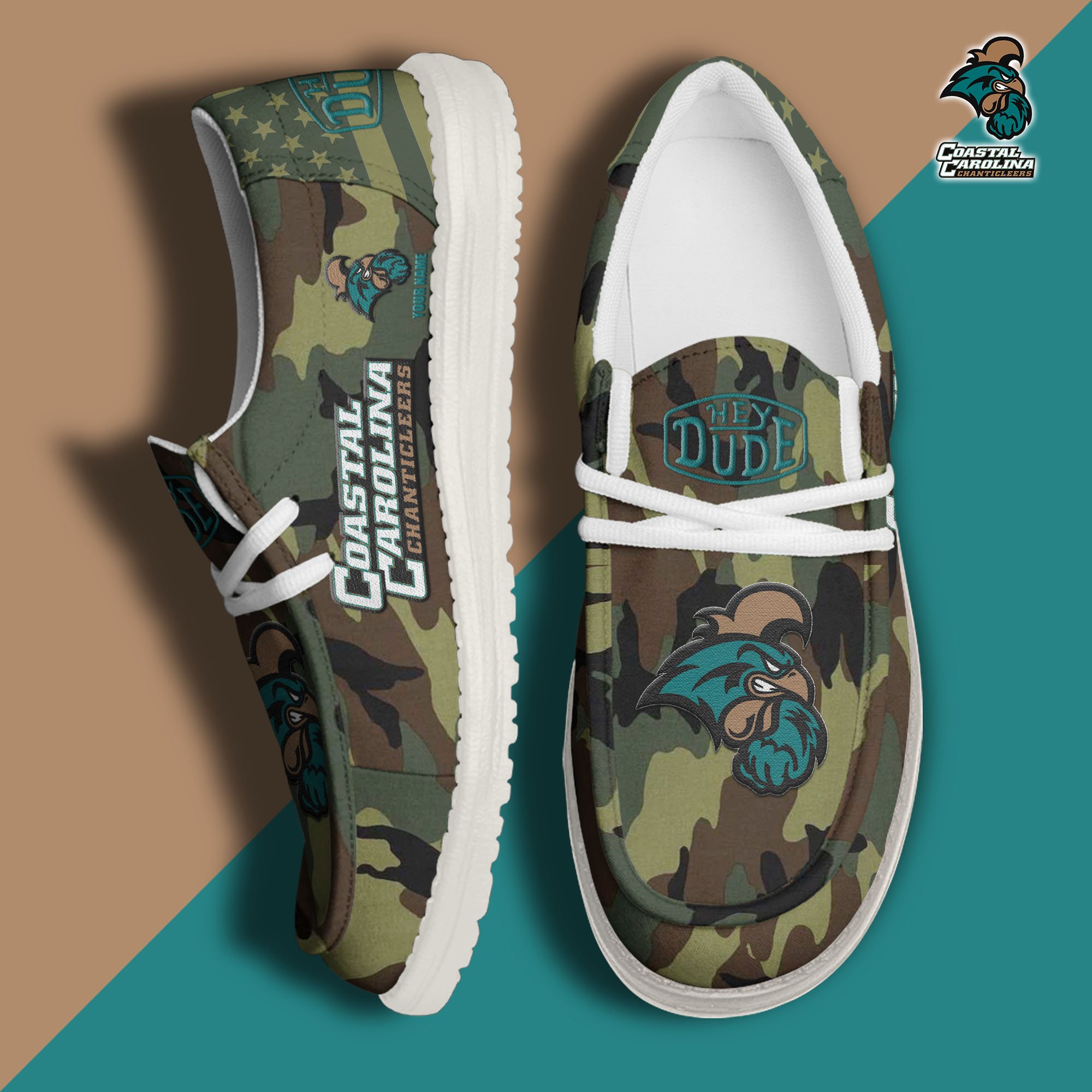 JWFancy Coastal Carolina Chanticleers Hey Dude Shoes Wally Men's Lace Up Loafers Comfortable For Men And Women