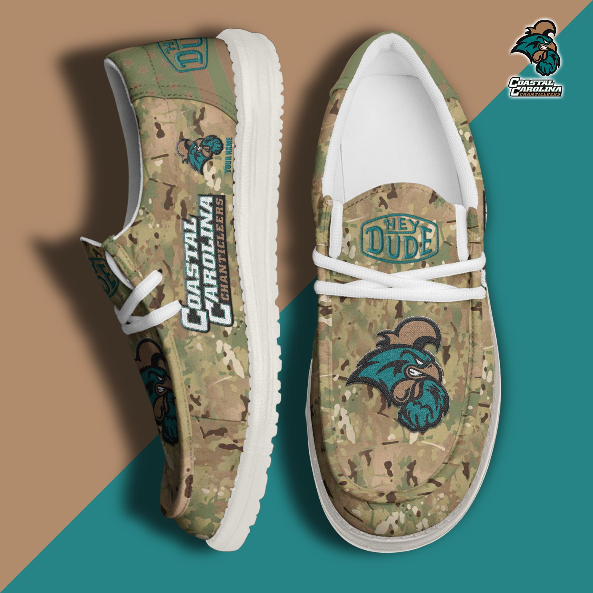 JWFancy Coastal Carolina Chanticleers Hey Dude Shoes Wally Men's Lace Up Loafers Comfortable For Men And Women