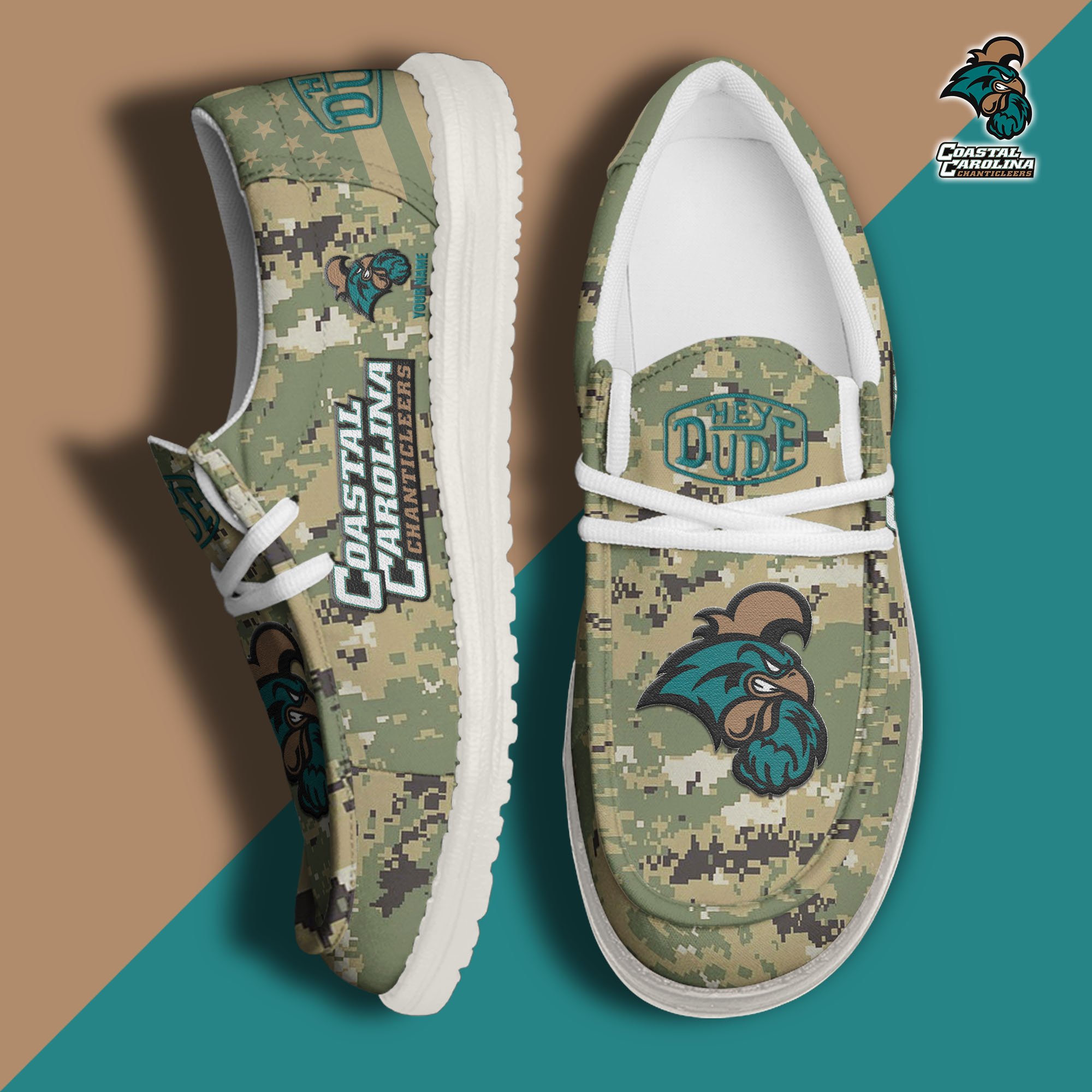 JWFancy Coastal Carolina Chanticleers Hey Dude Shoes Wally Men's Lace Up Loafers Comfortable For Men And Women