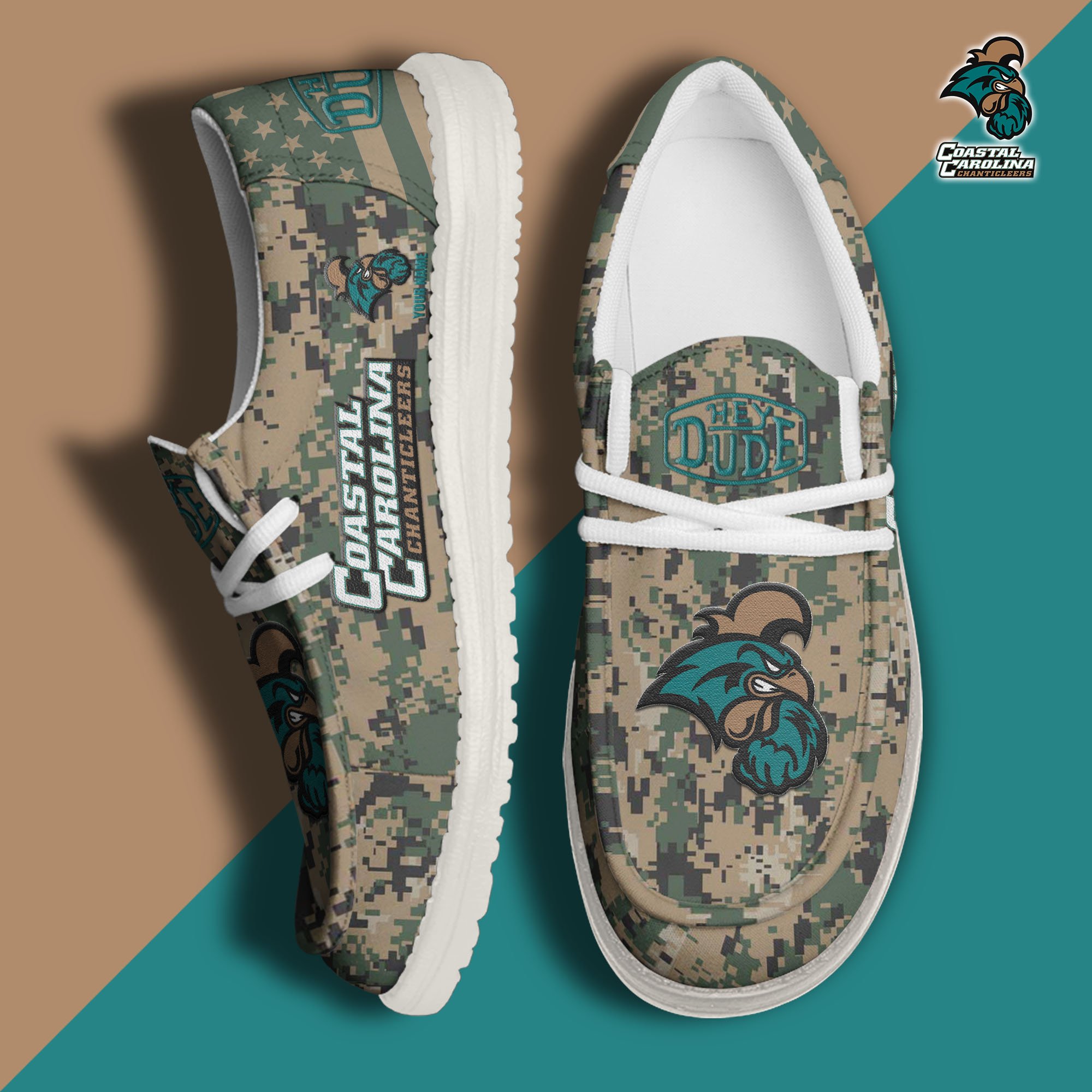 JWFancy Coastal Carolina Chanticleers Hey Dude Shoes Wally Men's Lace Up Loafers Comfortable For Men And Women