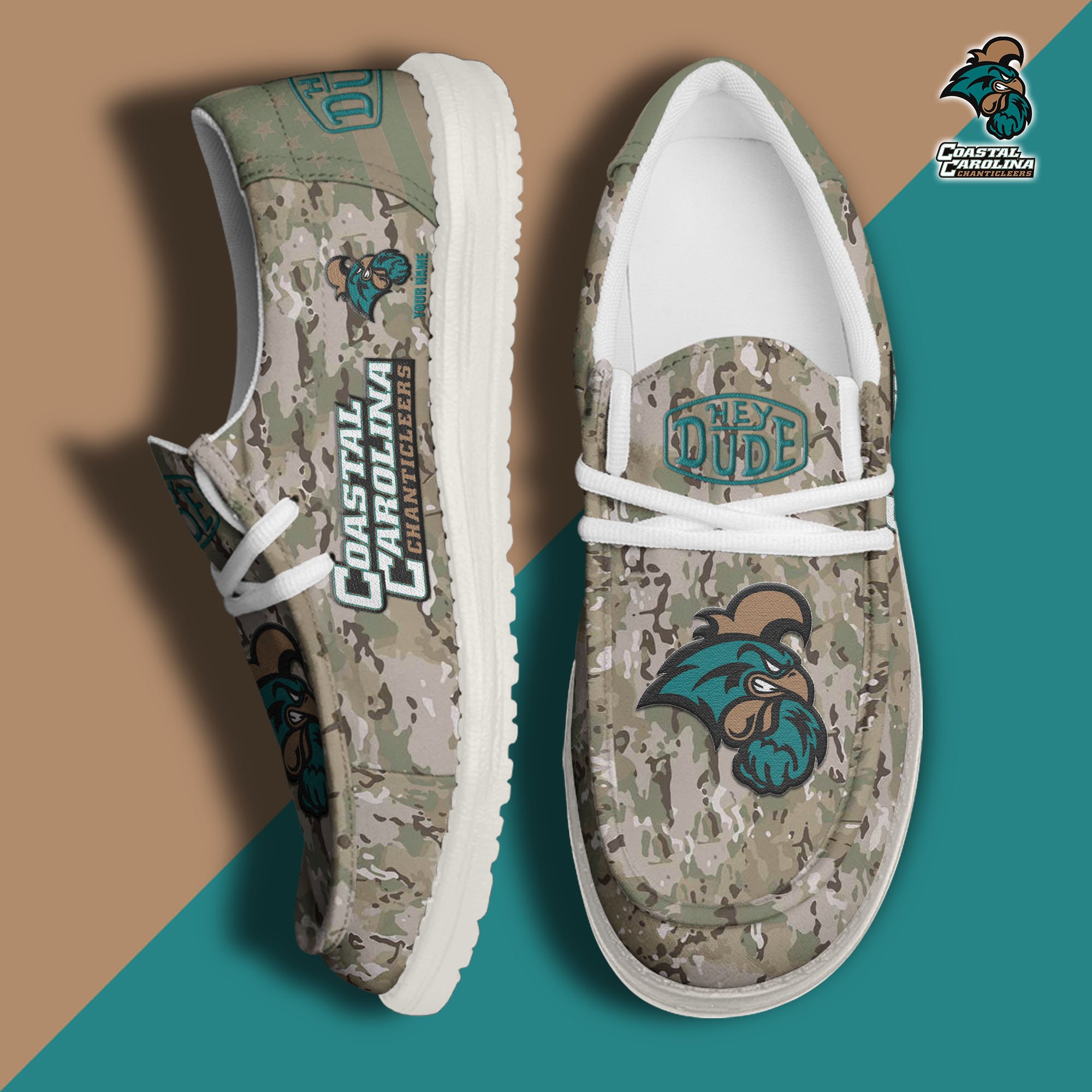 JWFancy Coastal Carolina Chanticleers Hey Dude Shoes Wally Men's Lace Up Loafers Comfortable For Men And Women