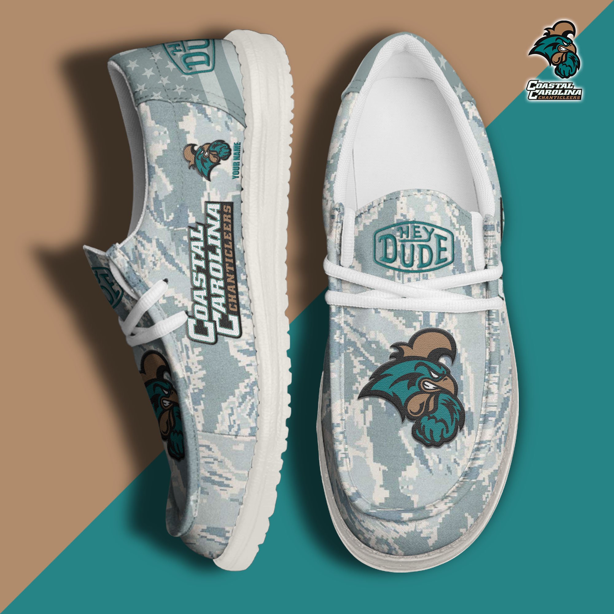 JWFancy Coastal Carolina Chanticleers Hey Dude Shoes Wally Men's Lace Up Loafers Comfortable For Men And Women