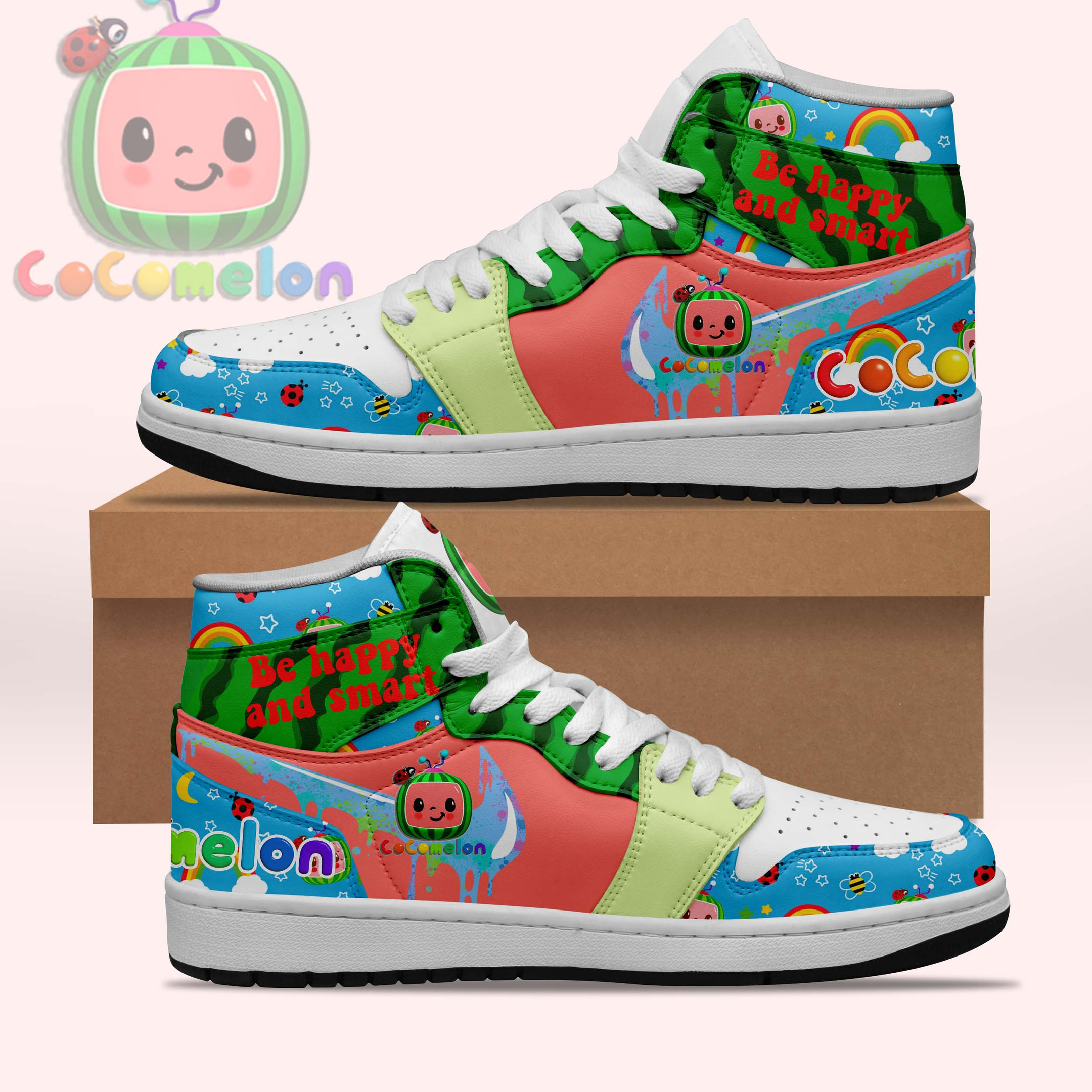 JWFancy Cocomelon AJ1 High Sneakers Shoes For Men And Women