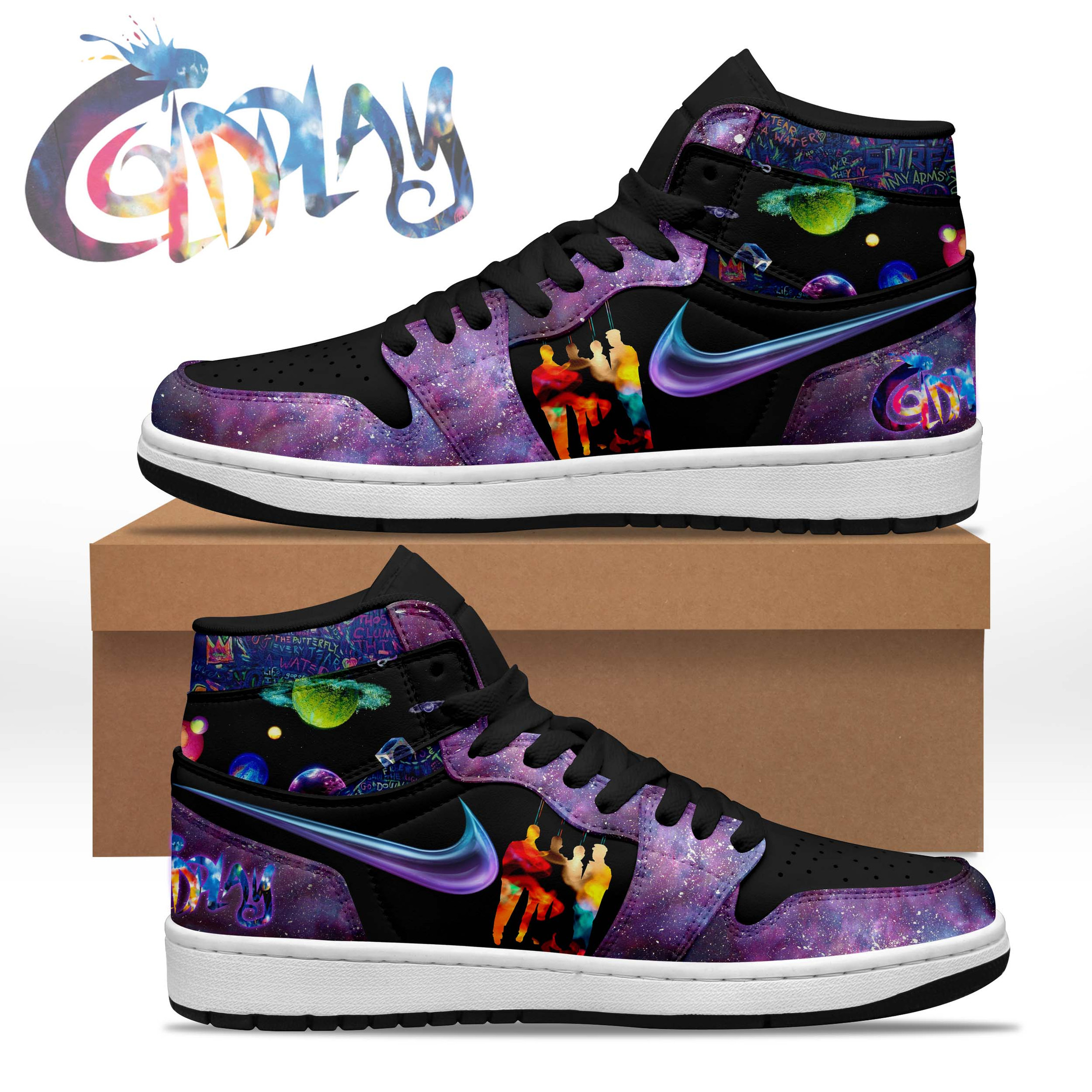JWFancy Coldplay AJ1 High Sneakers Shoes For Men And Women