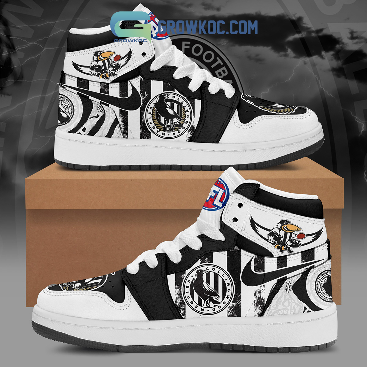 JWFancy Collingwood Magpies AJ1 High Sneakers Shoes For Men And Women