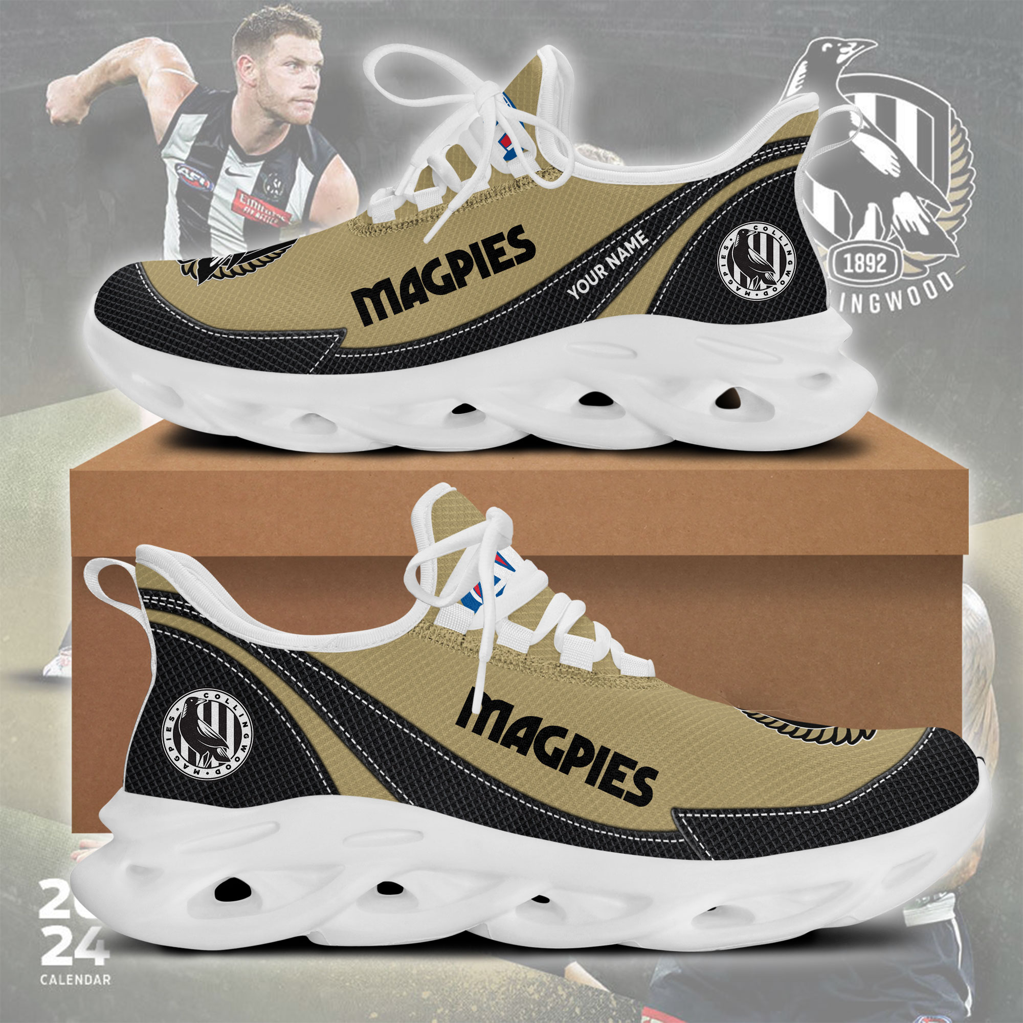 JWFancy Collingwood Magpies Max Soul Shoes Sneakers For Men And Women