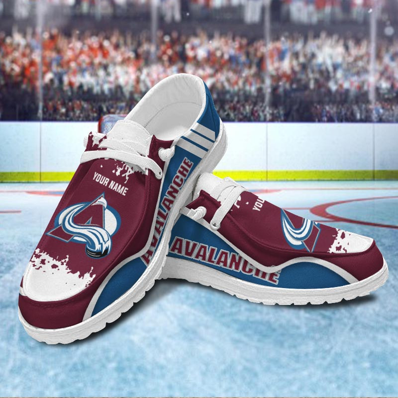JWFancy Colorado Avalanche Hey Dude Shoes Wally Men's Lace Up Loafers Comfortable For Men And Women
