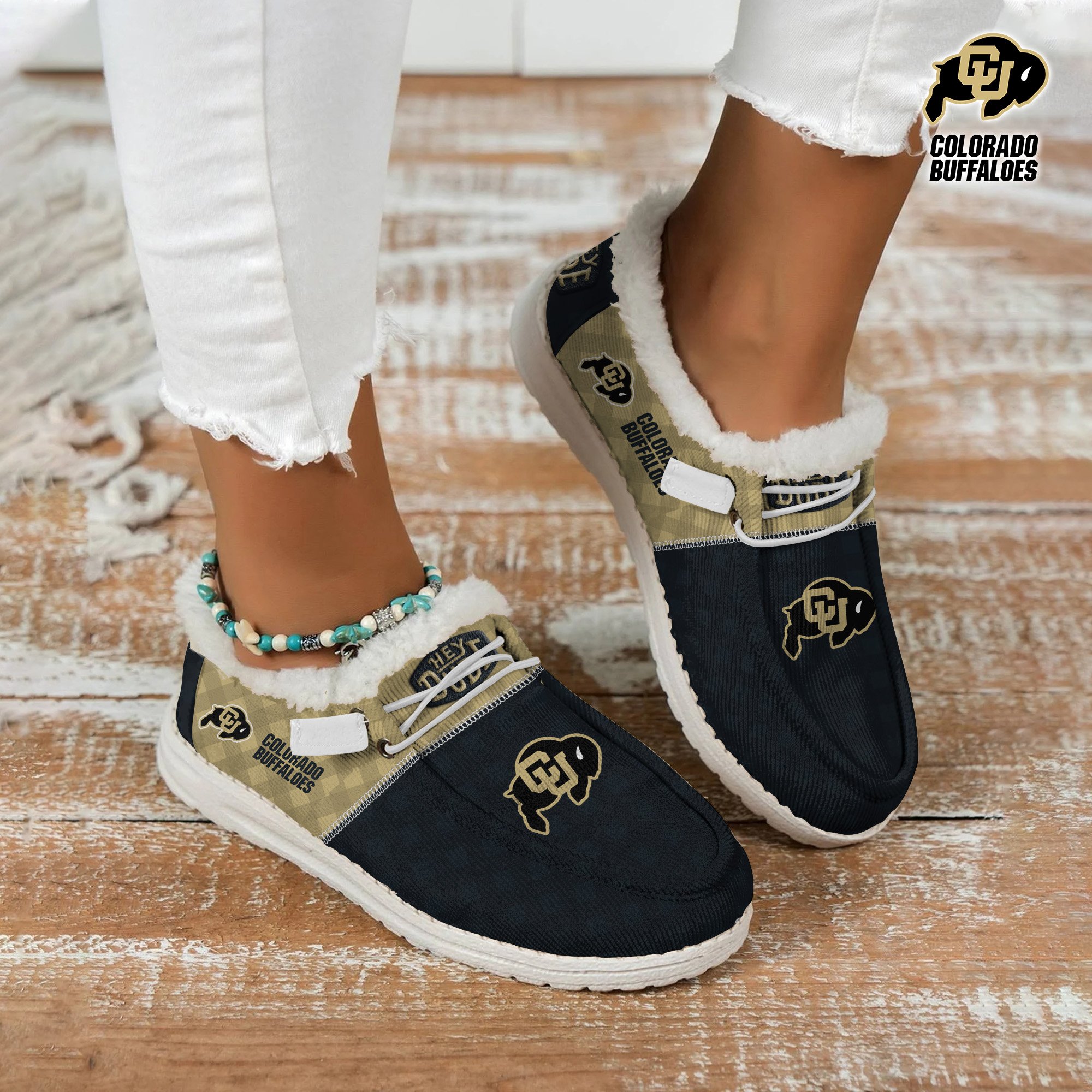 JWFancy Colorado Buffaloes Hey Dude Shoes Wally Men's Lace Up Loafers Comfortable For Men And Women
