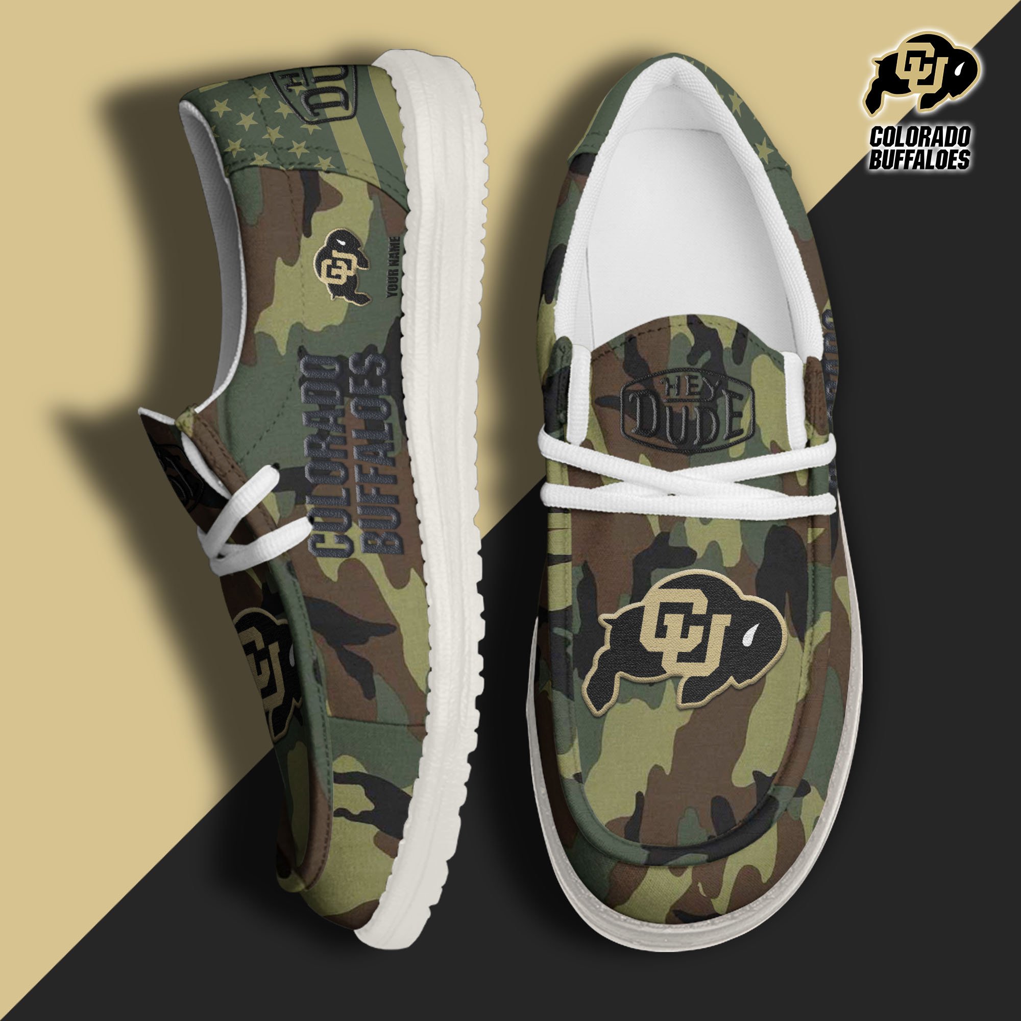 JWFancy Colorado Buffaloes Hey Dude Shoes Wally Men's Lace Up Loafers Comfortable For Men And Women