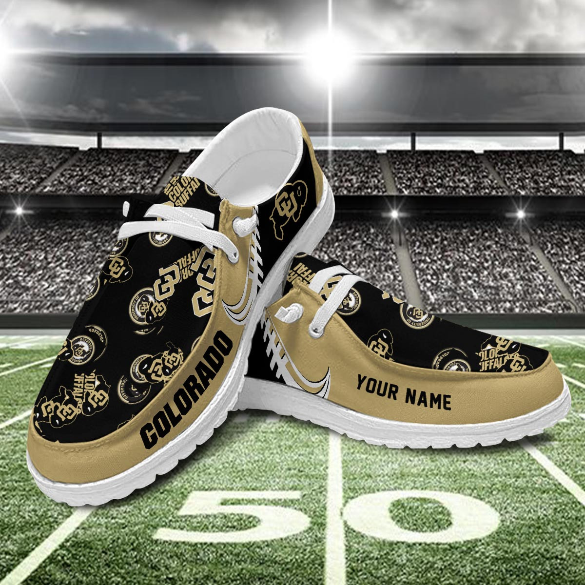 JWFancy Colorado Buffaloes Hey Dude Shoes Wally Men's Lace Up Loafers Comfortable For Men And Women