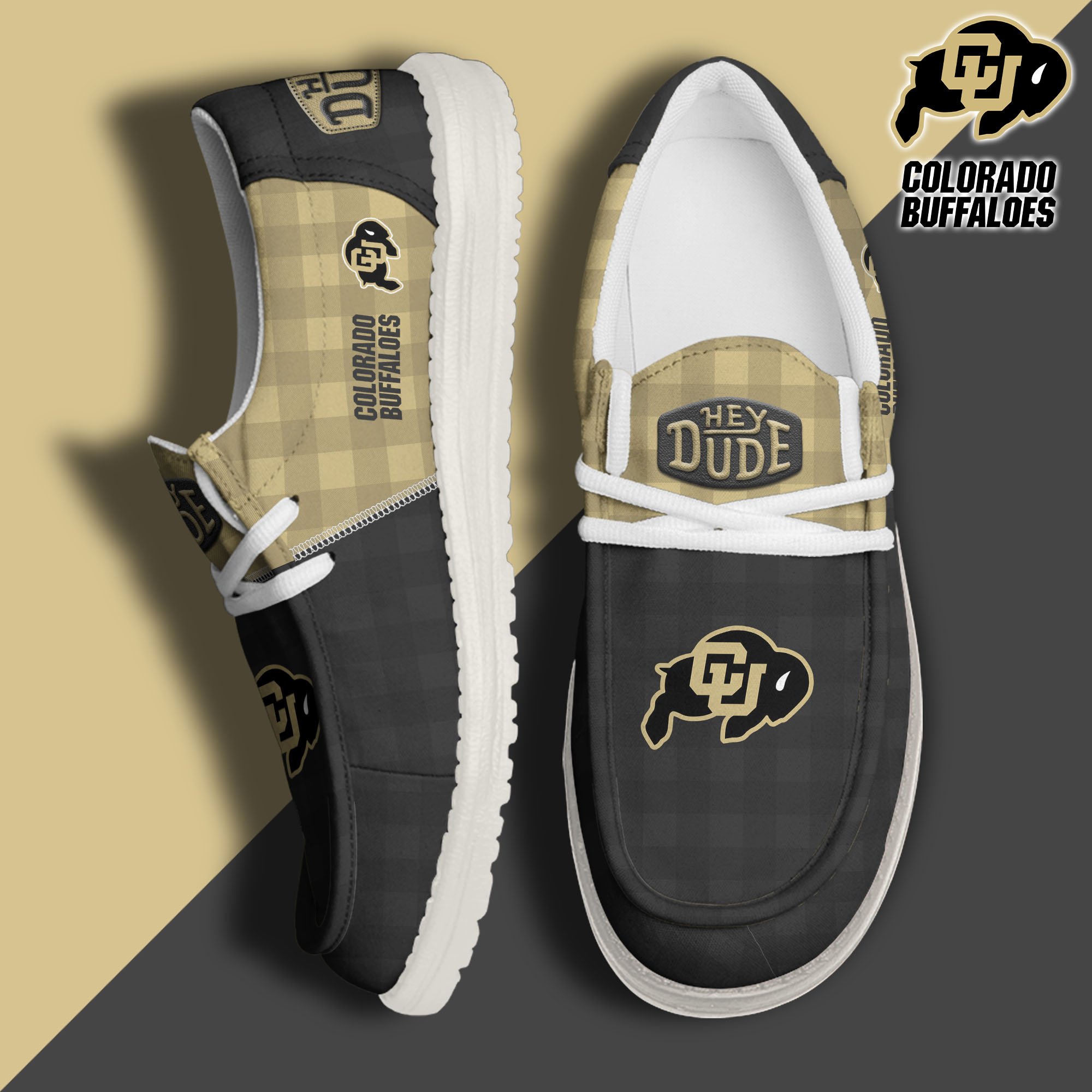 JWFancy Colorado Buffaloes Hey Dude Shoes Wally Men's Lace Up Loafers Comfortable For Men And Women