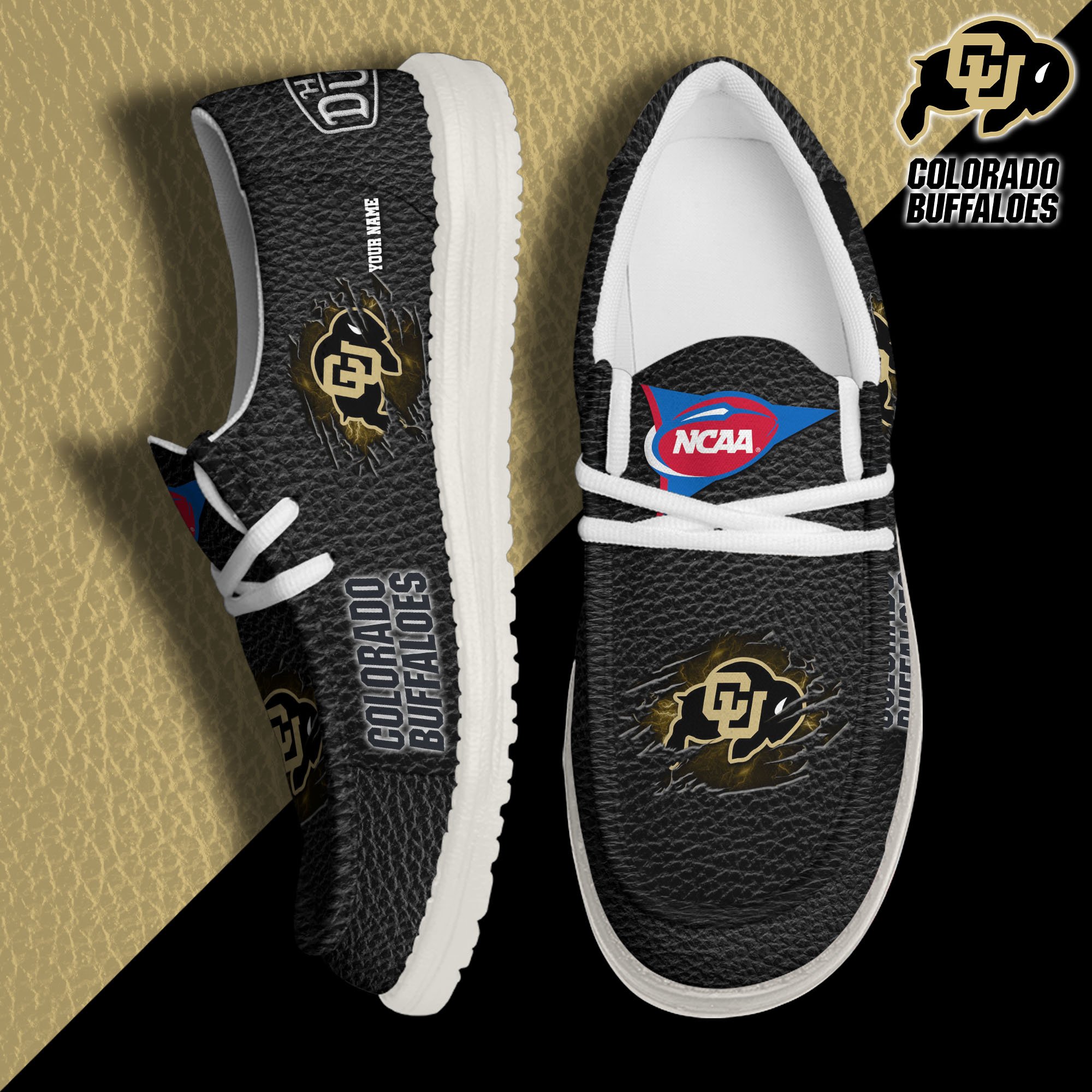 JWFancy Colorado Buffaloes Hey Dude Shoes Wally Men's Lace Up Loafers Comfortable For Men And Women
