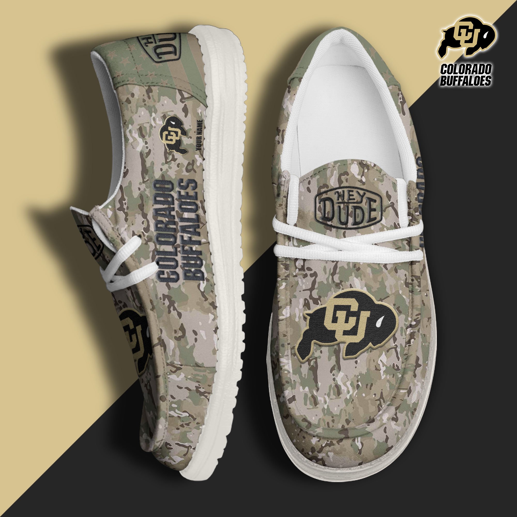 JWFancy Colorado Buffaloes Hey Dude Shoes Wally Men's Lace Up Loafers Comfortable For Men And Women
