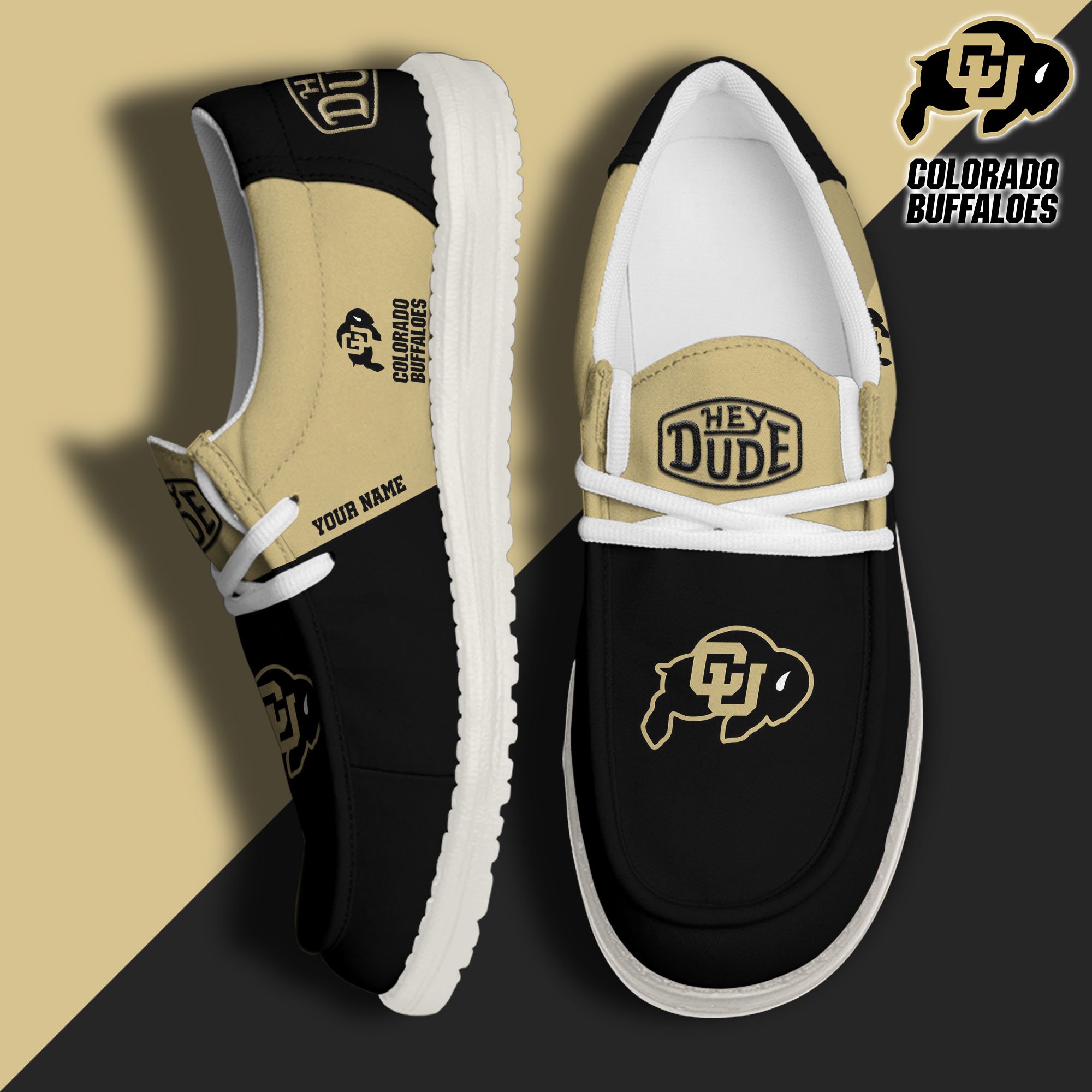 JWFancy Colorado Buffaloes Hey Dude Shoes Wally Men's Lace Up Loafers Comfortable For Men And Women