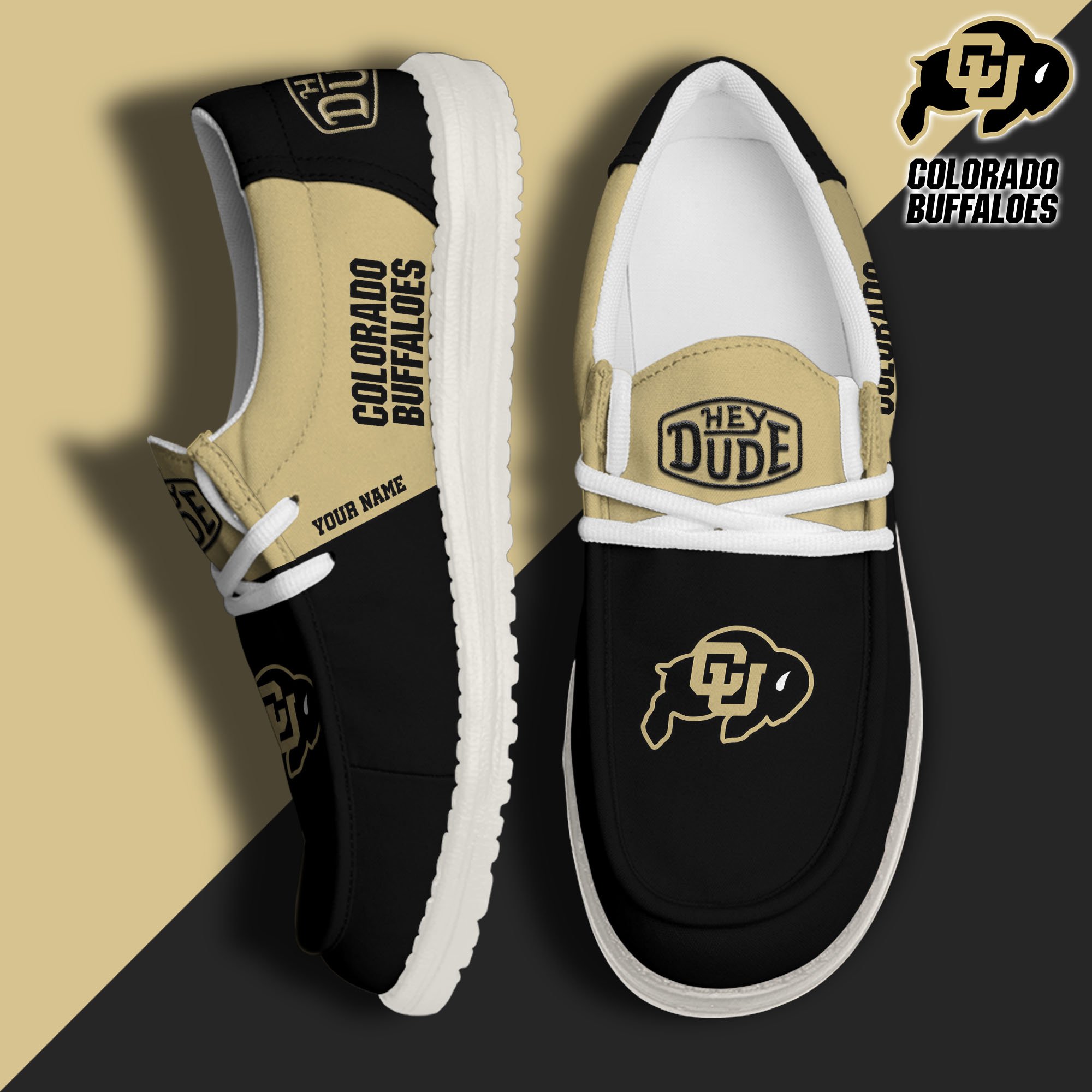 JWFancy Colorado Buffaloes Hey Dude Shoes Wally Men's Lace Up Loafers Comfortable For Men And Women