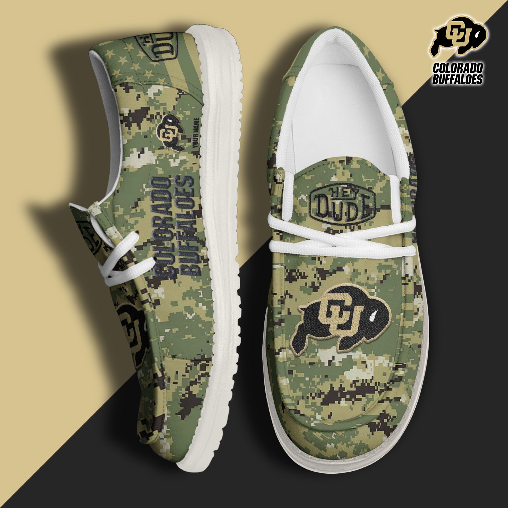 JWFancy Colorado Buffaloes Hey Dude Shoes Wally Men's Lace Up Loafers Comfortable For Men And Women