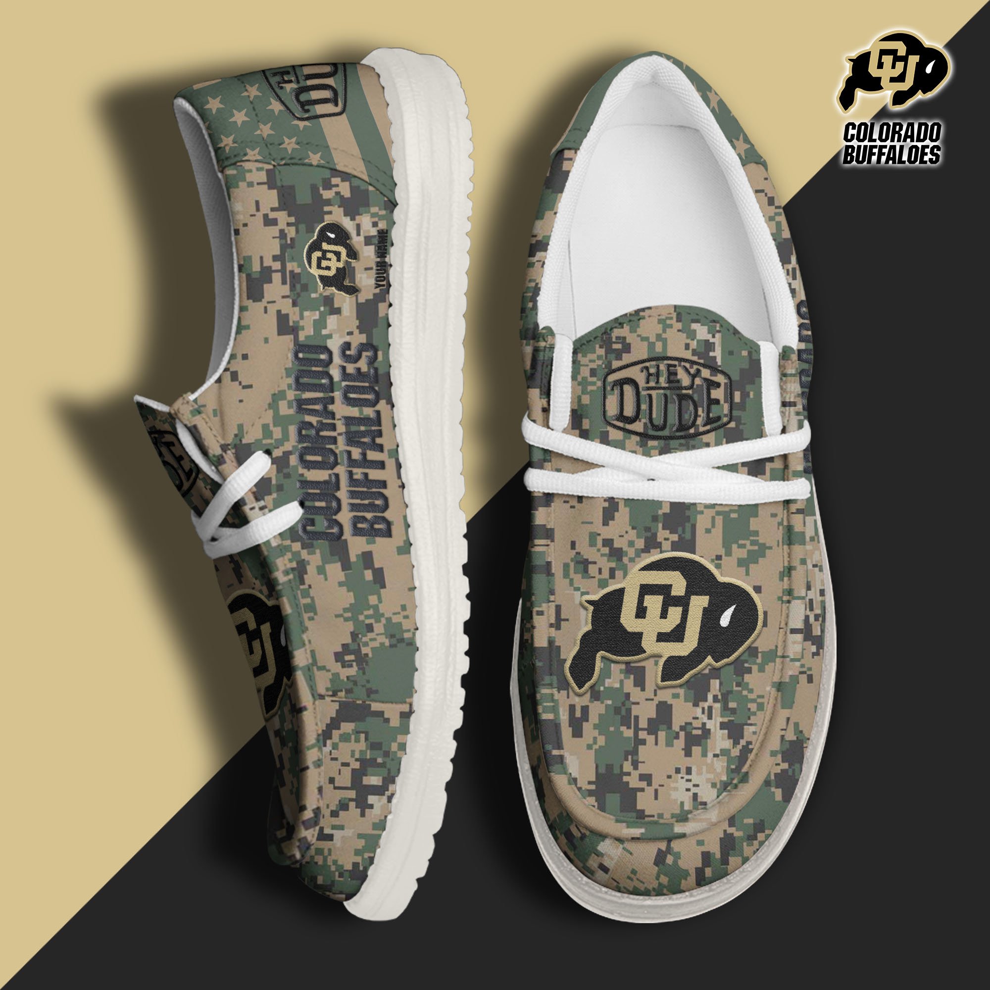 JWFancy Colorado Buffaloes Hey Dude Shoes Wally Men's Lace Up Loafers Comfortable For Men And Women