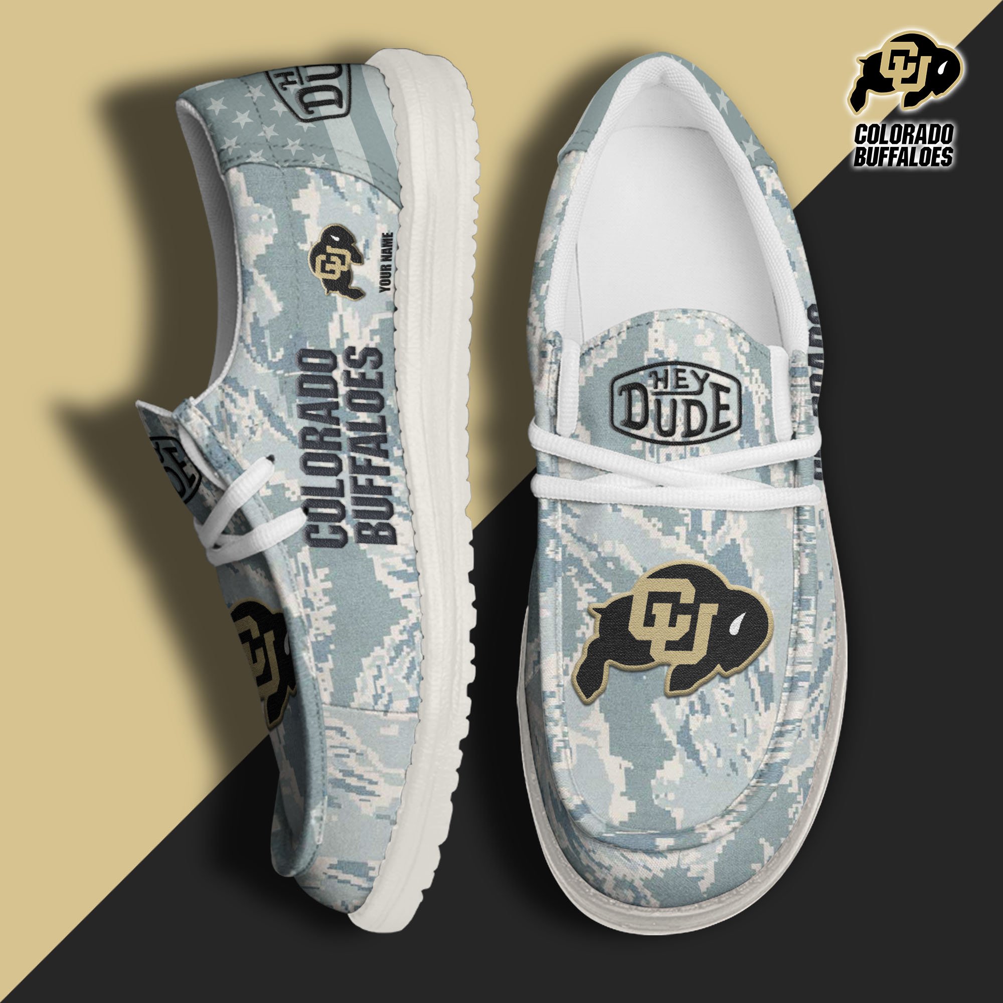 JWFancy Colorado Buffaloes Hey Dude Shoes Wally Men's Lace Up Loafers Comfortable For Men And Women