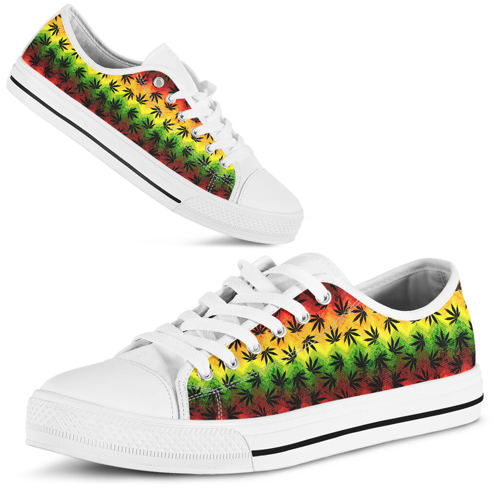 JWFancy Colorful Chevron Leaves - Weed  Low Top Canvas Sneakers Shoes For Men And Women