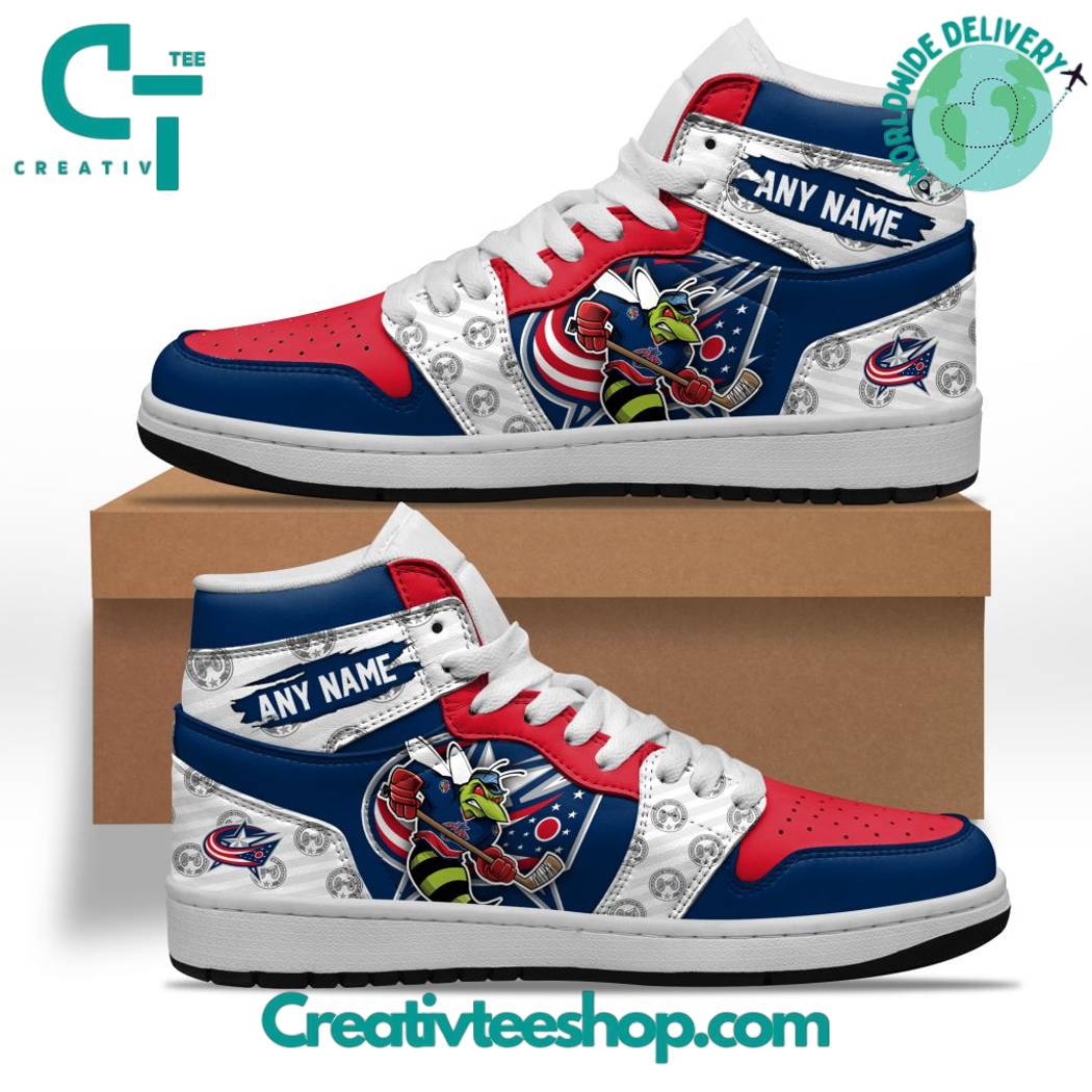 JWFancy Columbus Blue Jackets AJ1 High Sneakers Shoes For Men And Women