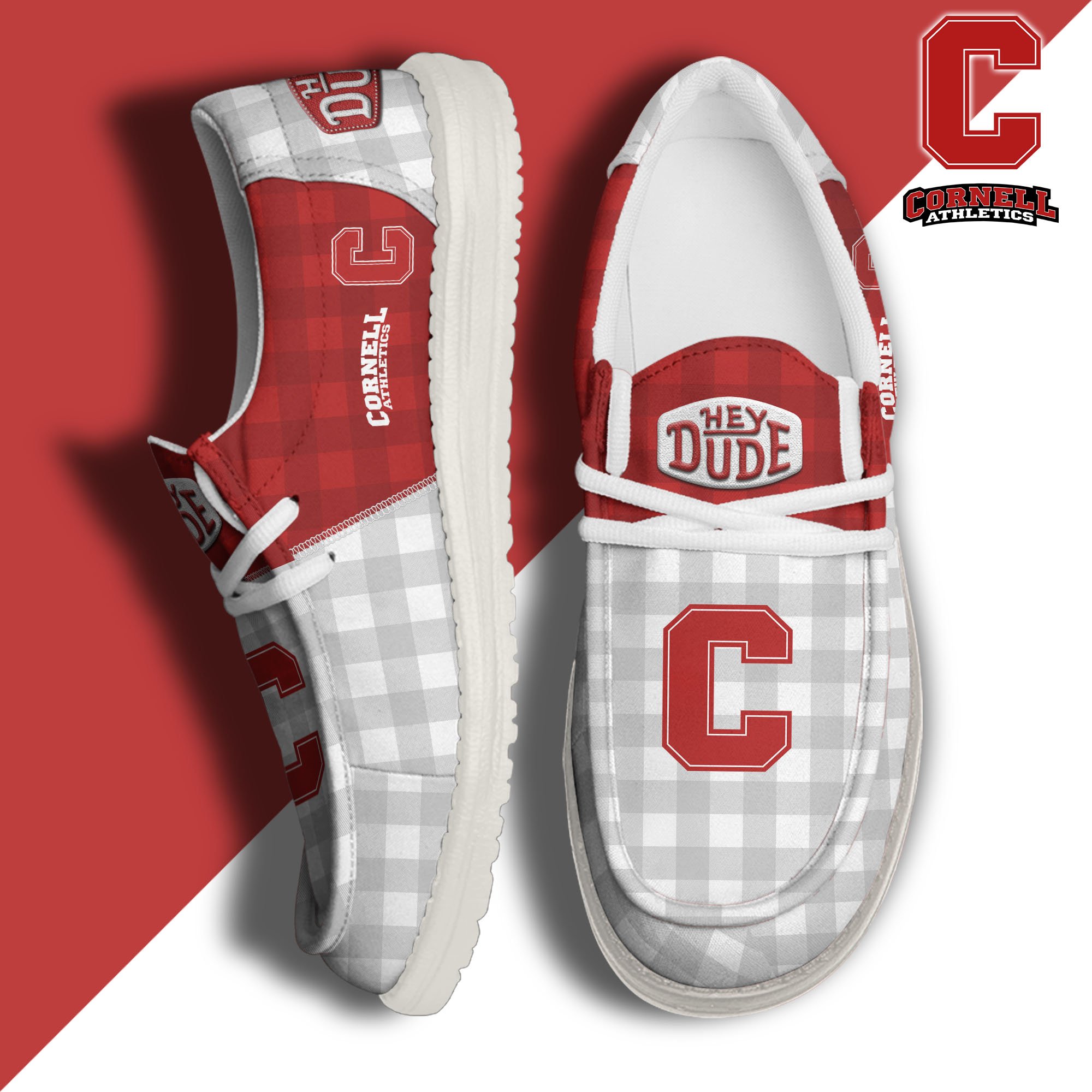 JWFancy Cornell Big Red Hey Dude Shoes Wally Men's Lace Up Loafers Comfortable For Men And Women